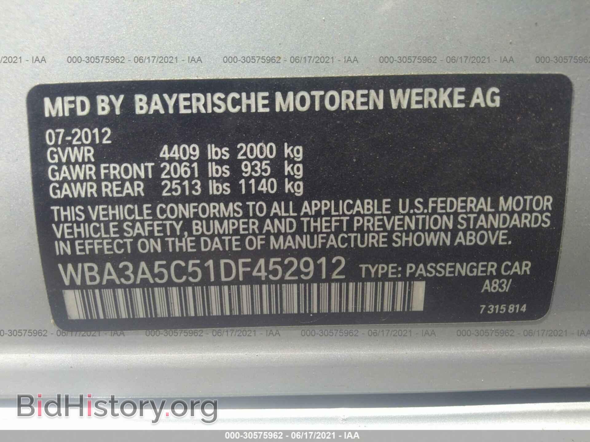 2013 BMW 3 SERIES - VIN: WBA3A5C51DF452912 - Фото 9