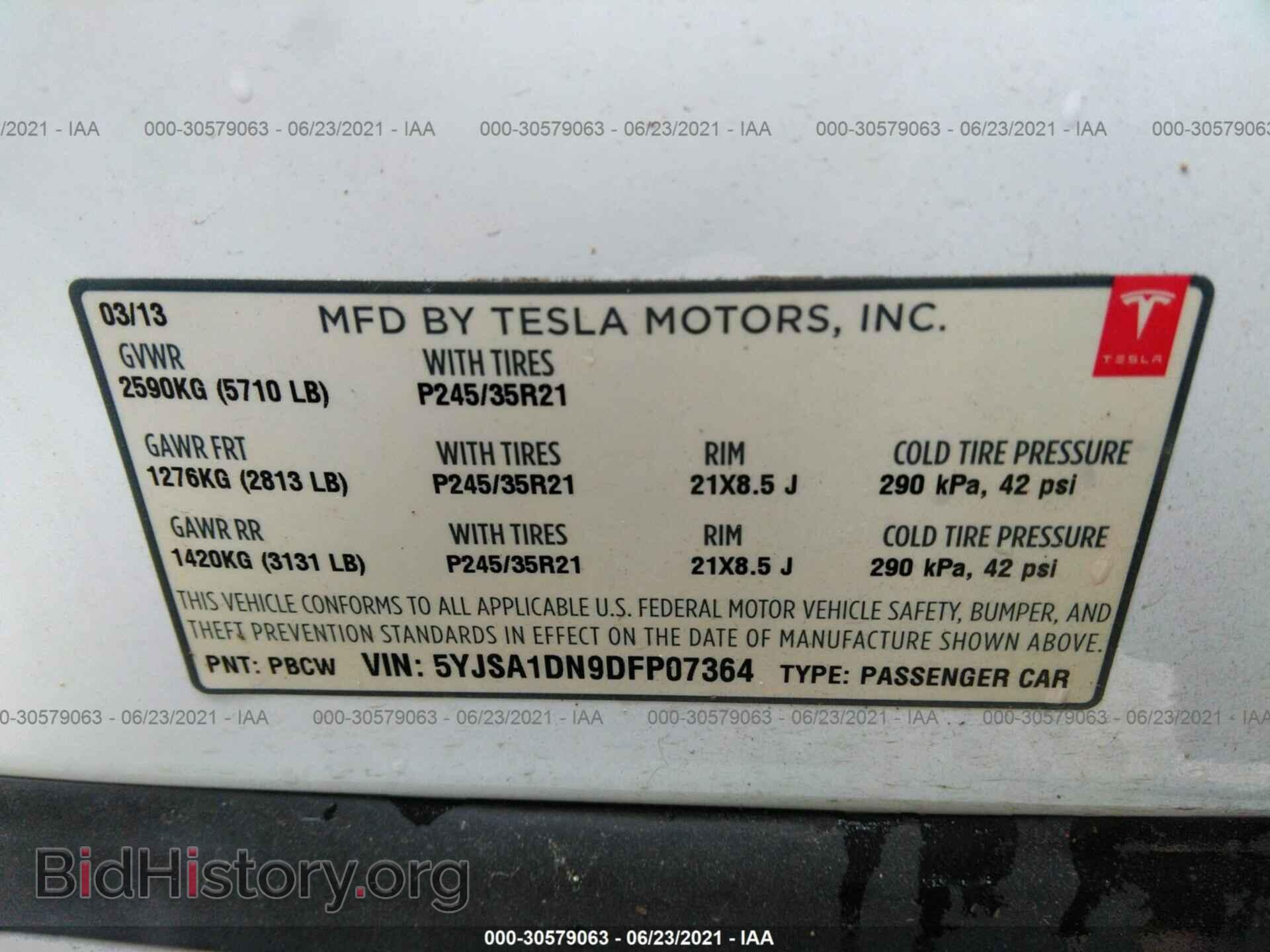 2013 TESLA MODEL S - VIN: 5YJSA1DN9DFP07364 - Photo 9