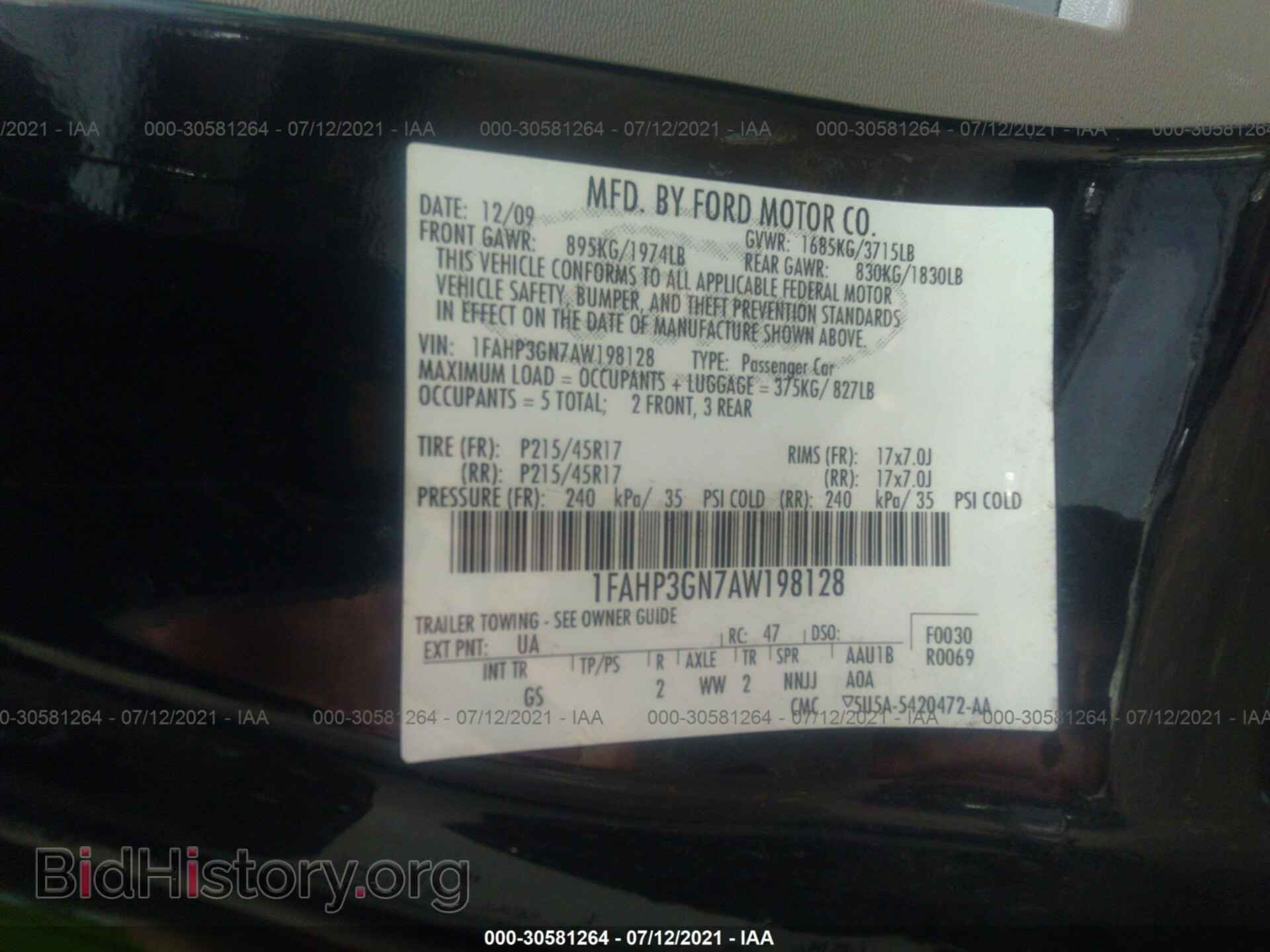 2010 FORD FOCUS - VIN: 1FAHP3GN7AW198128 - Фото 9