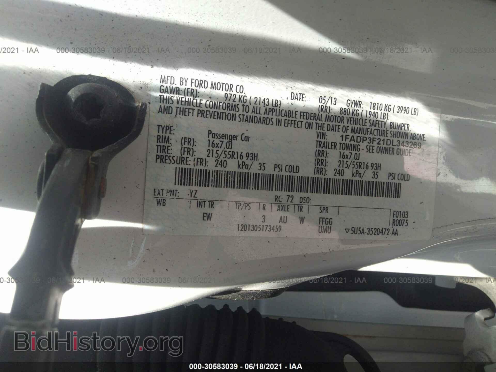 2013 FORD FOCUS - VIN: 1FADP3F21DL343269 - Фото 9