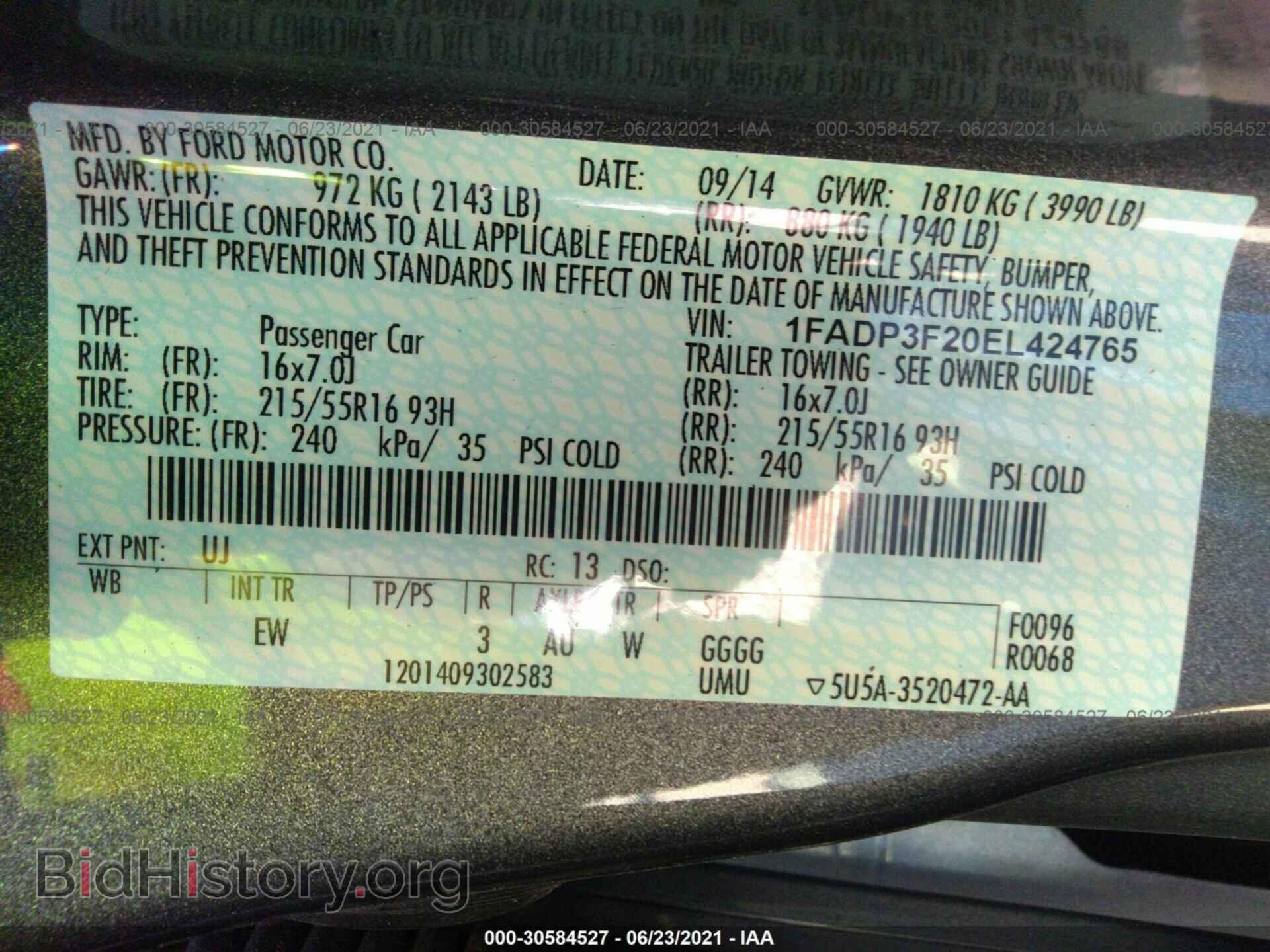 2014 FORD FOCUS - VIN: 1FADP3F20EL424765 - Фото 9