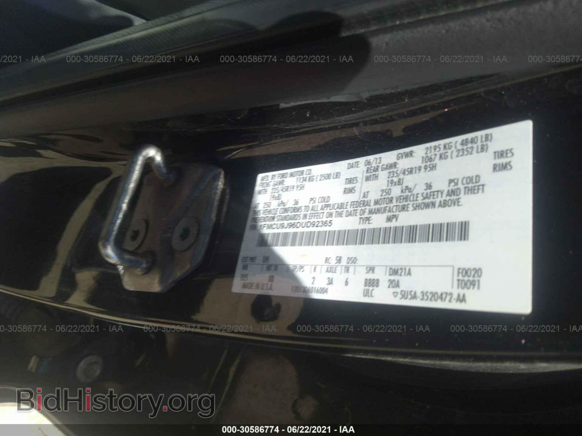 2013 FORD ESCAPE - VIN: 1FMCU9J96DUD92365 - Photo 9