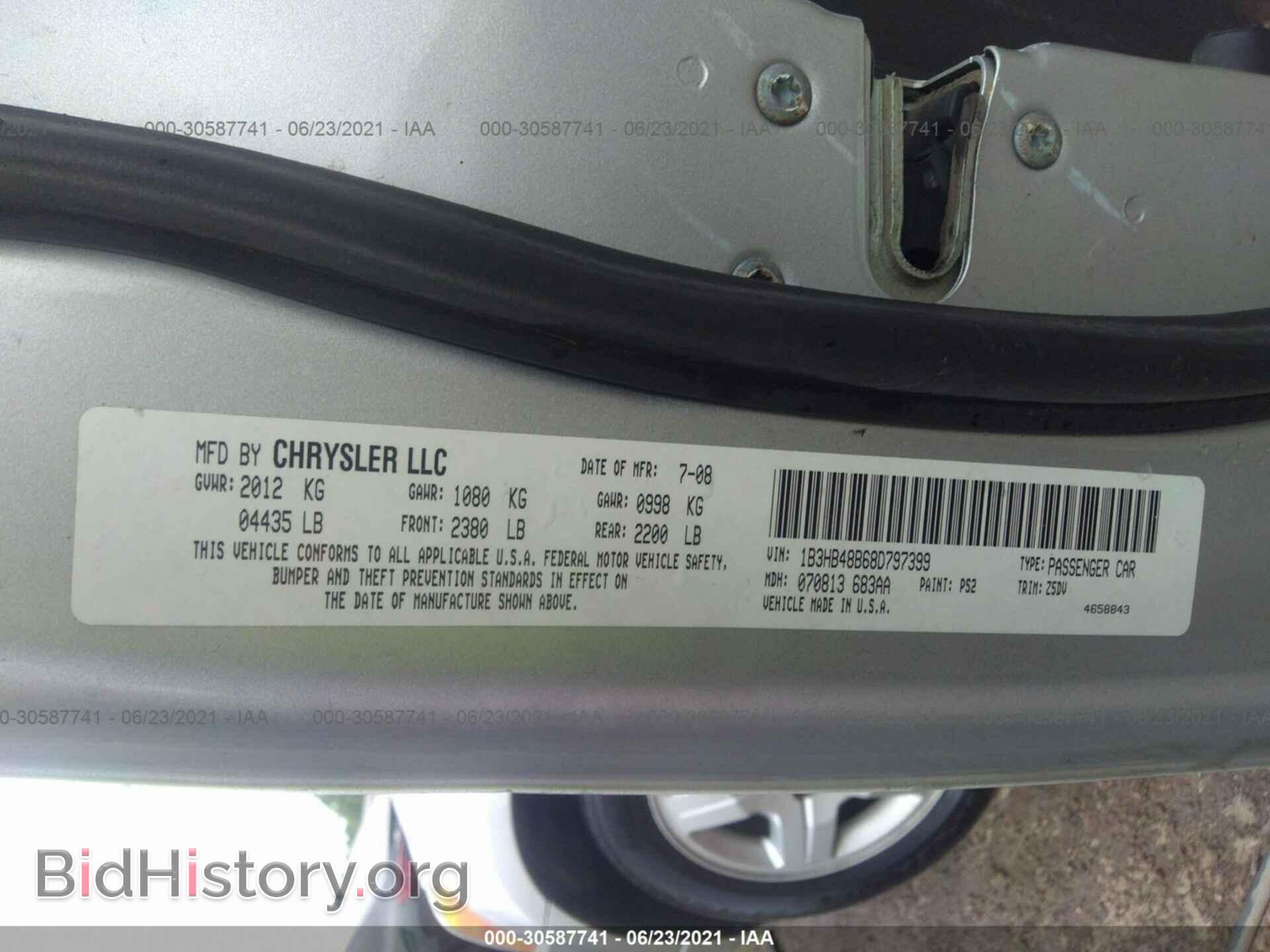 2008 DODGE CALIBER - VIN: 1B3HB48B68D797399 - Фото 9