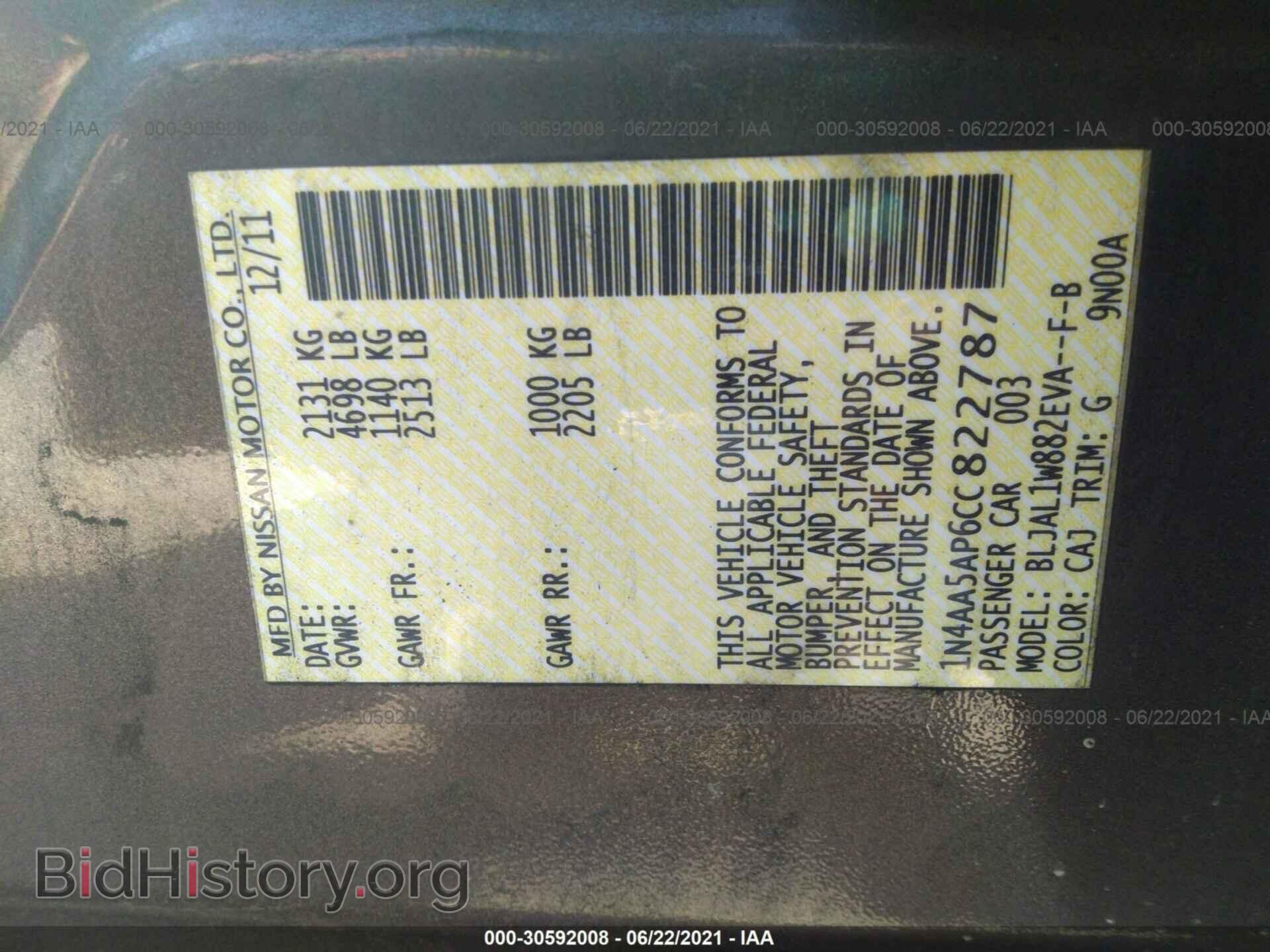 2012 NISSAN MAXIMA - VIN: 1N4AA5AP6CC822787 - Фото 9