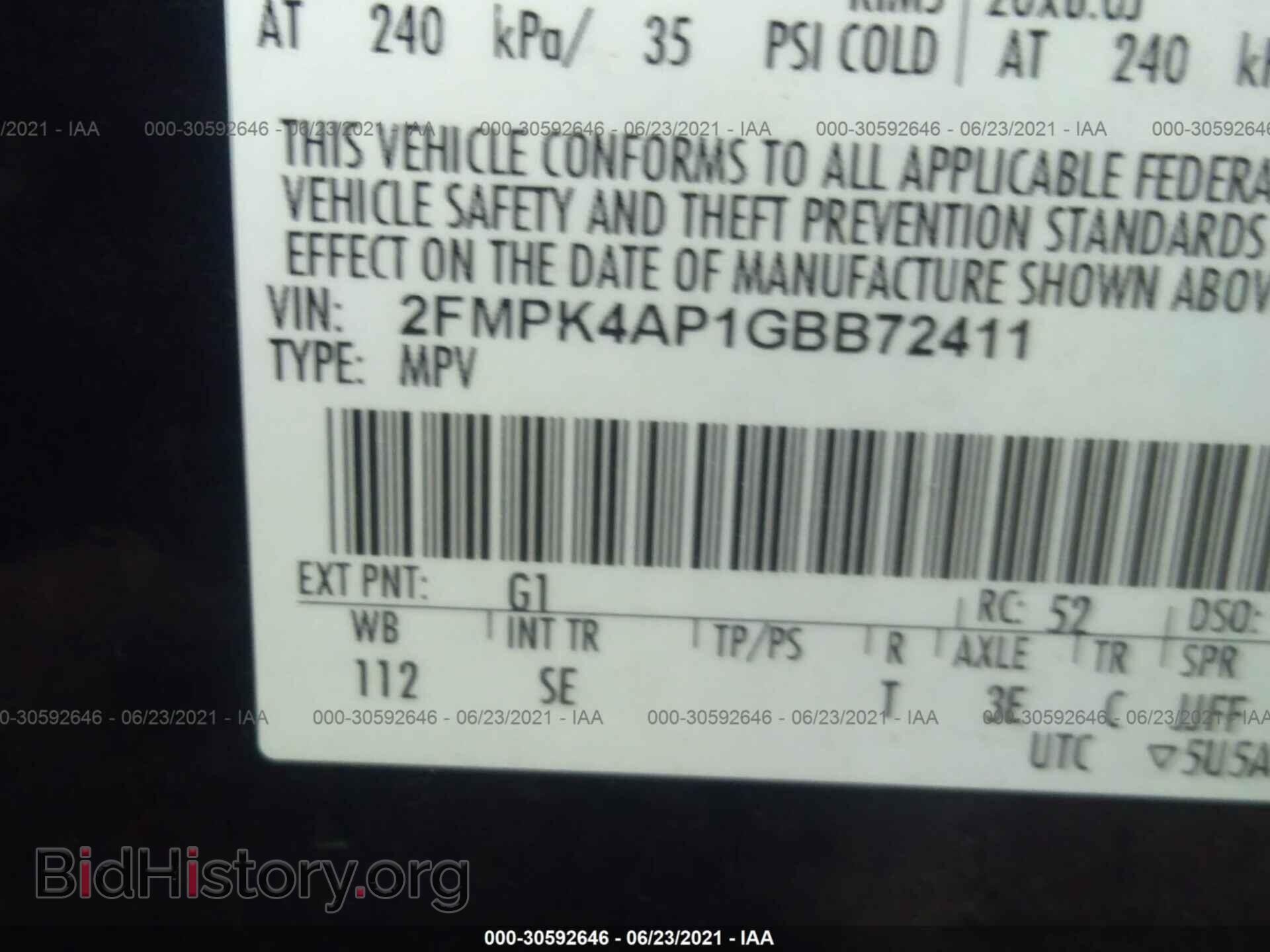 2016 FORD EDGE - VIN: 2FMPK4AP1GBB72411 - Фото 9