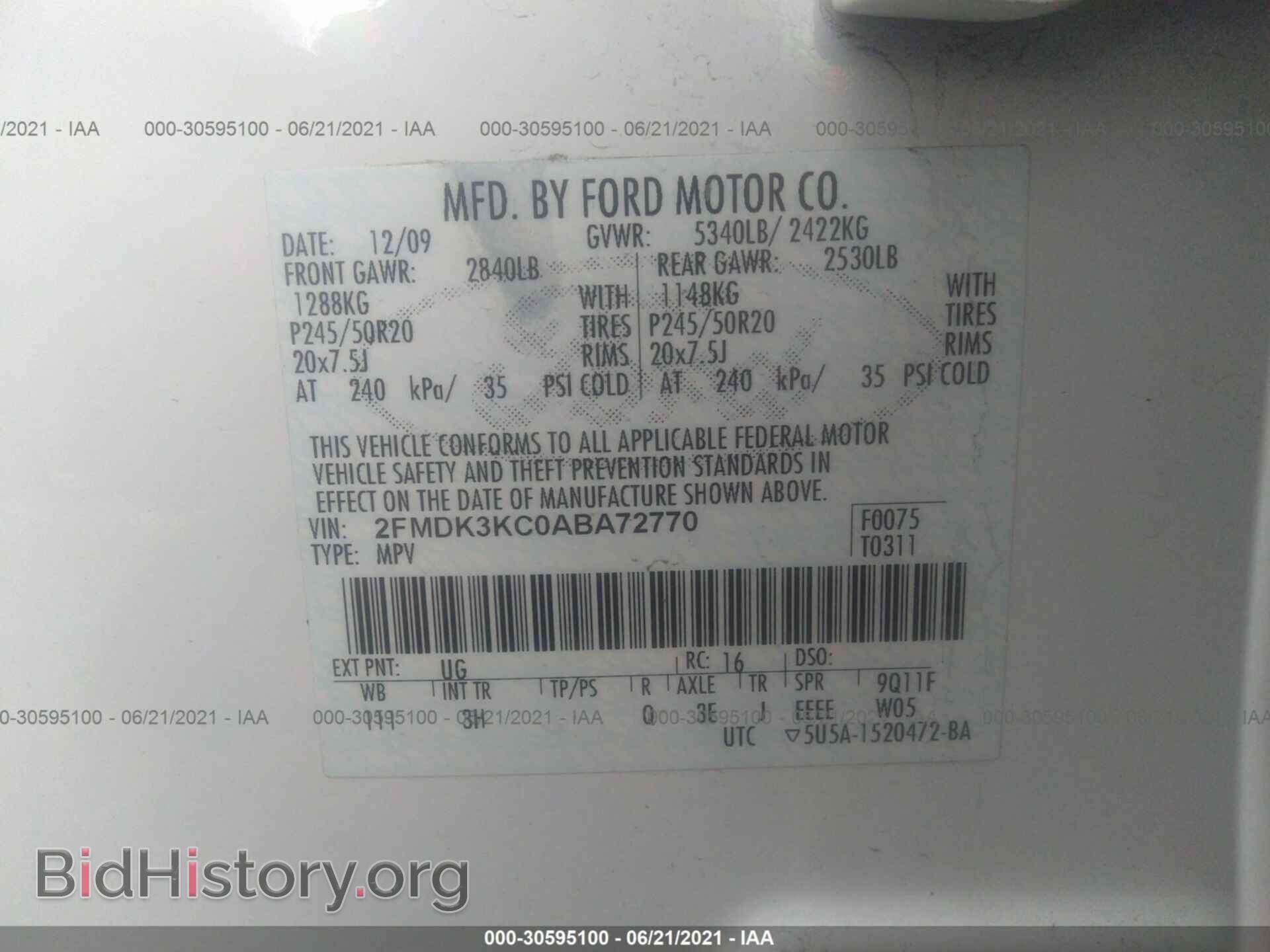 2010 FORD EDGE - VIN: 2FMDK3KC0ABA72770 - Photo 9