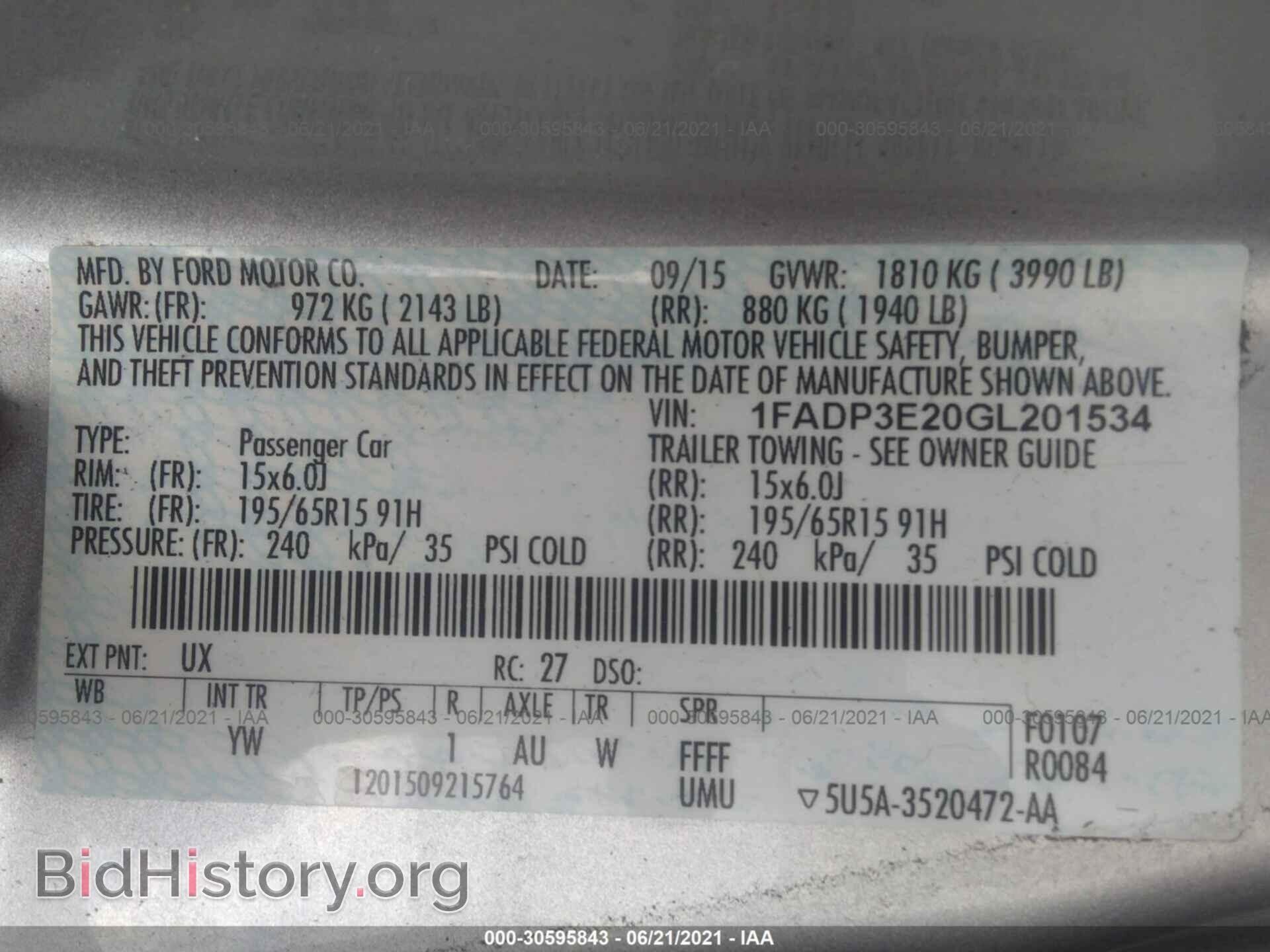 2016 FORD FOCUS - VIN: 1FADP3E20GL201534 - Фото 9