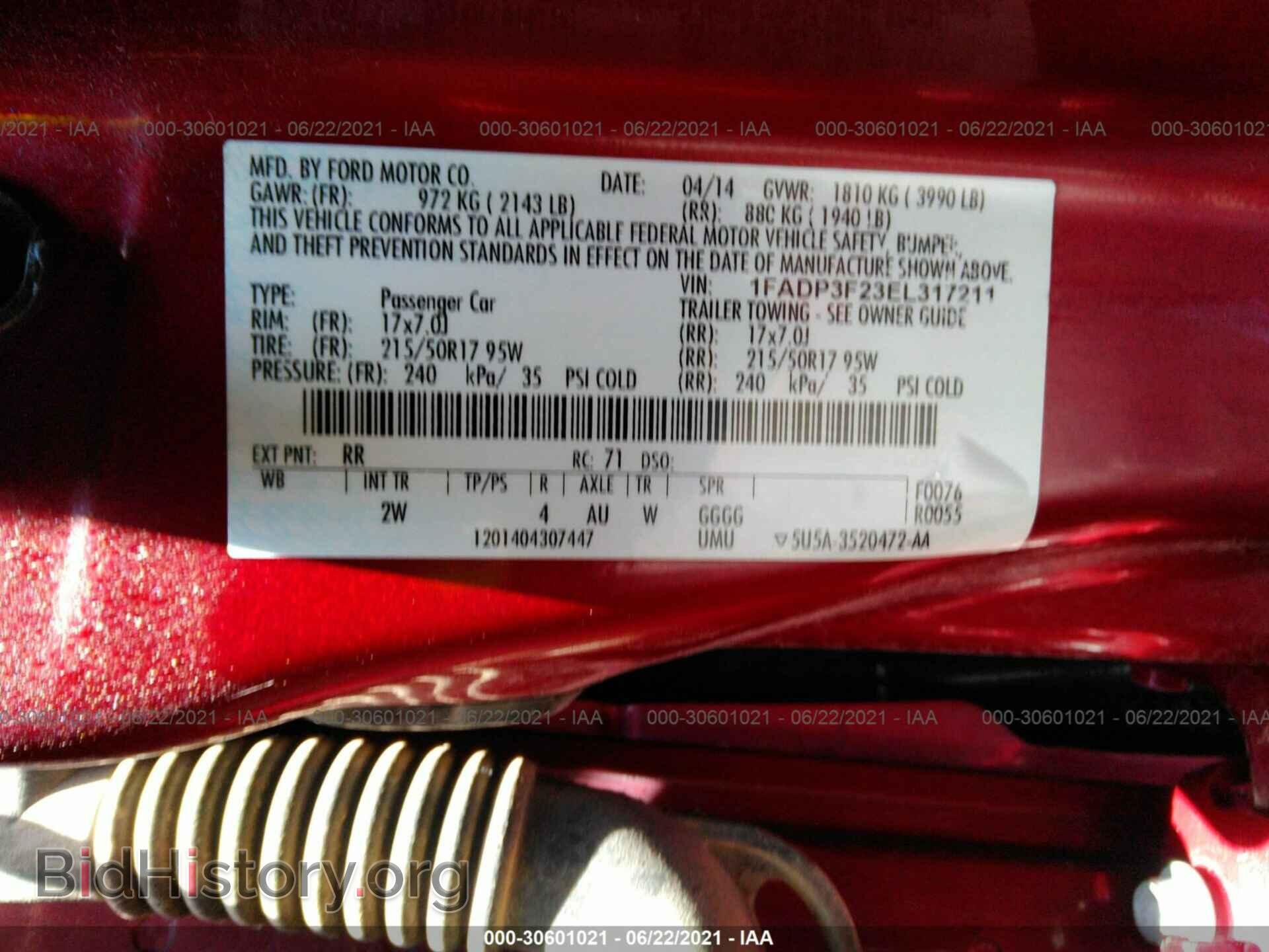 2014 FORD FOCUS - VIN: 1FADP3F23EL317211 - Фото 9