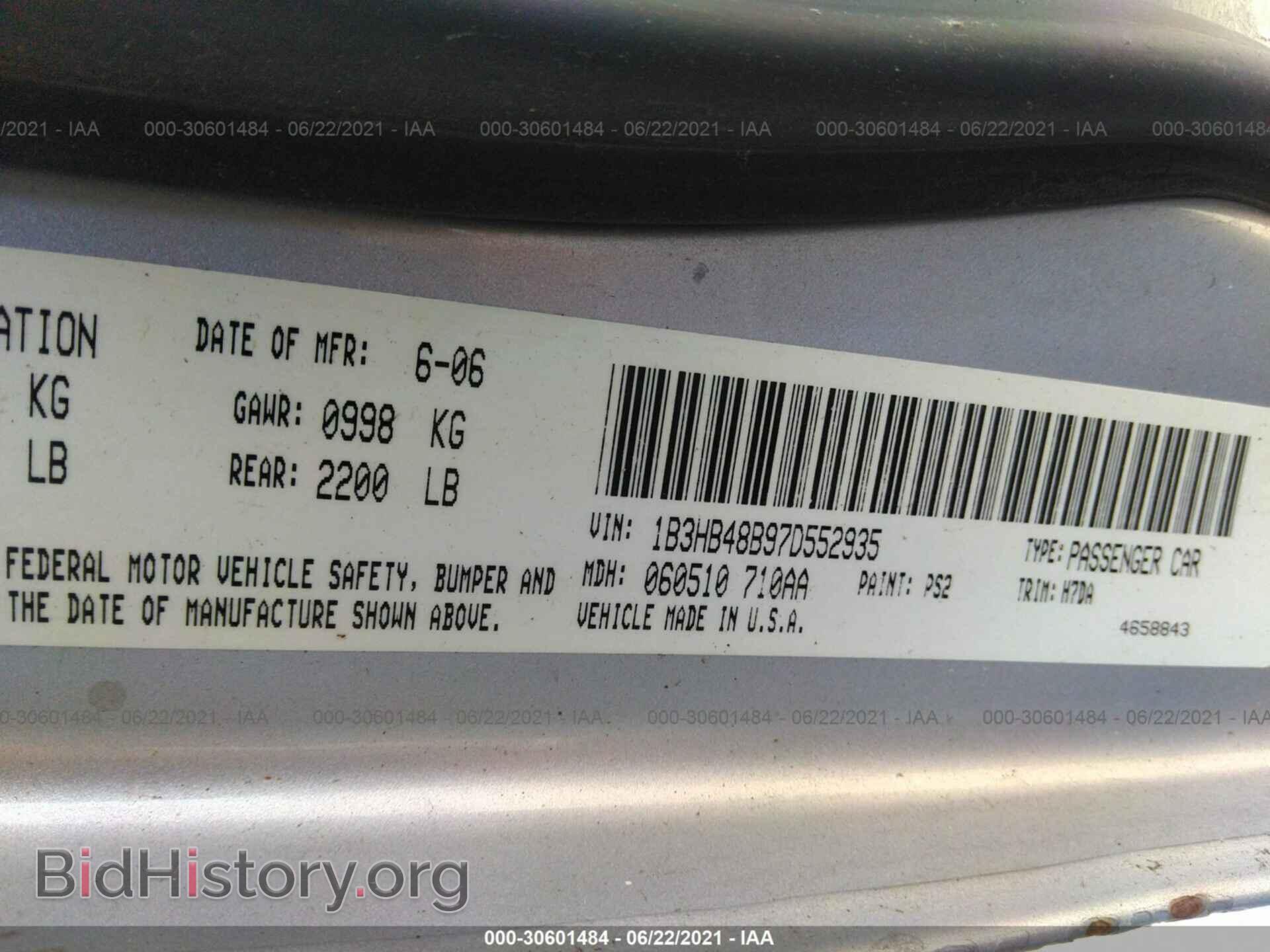 2007 DODGE CALIBER - VIN: 1B3HB48B97D552935 - Photo 9
