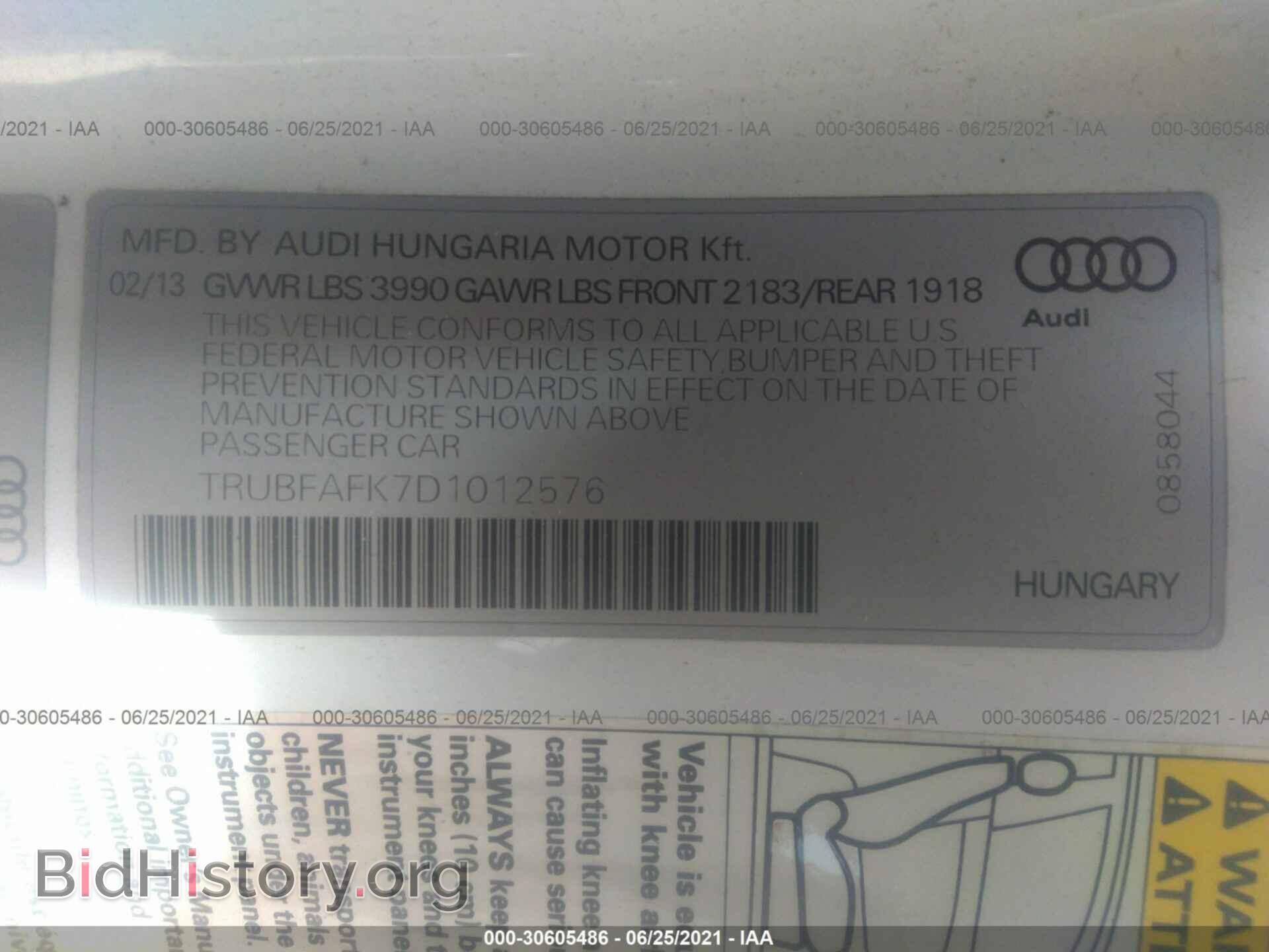 2013 AUDI TT - VIN: TRUBFAFK7D1012576 - Photo 9
