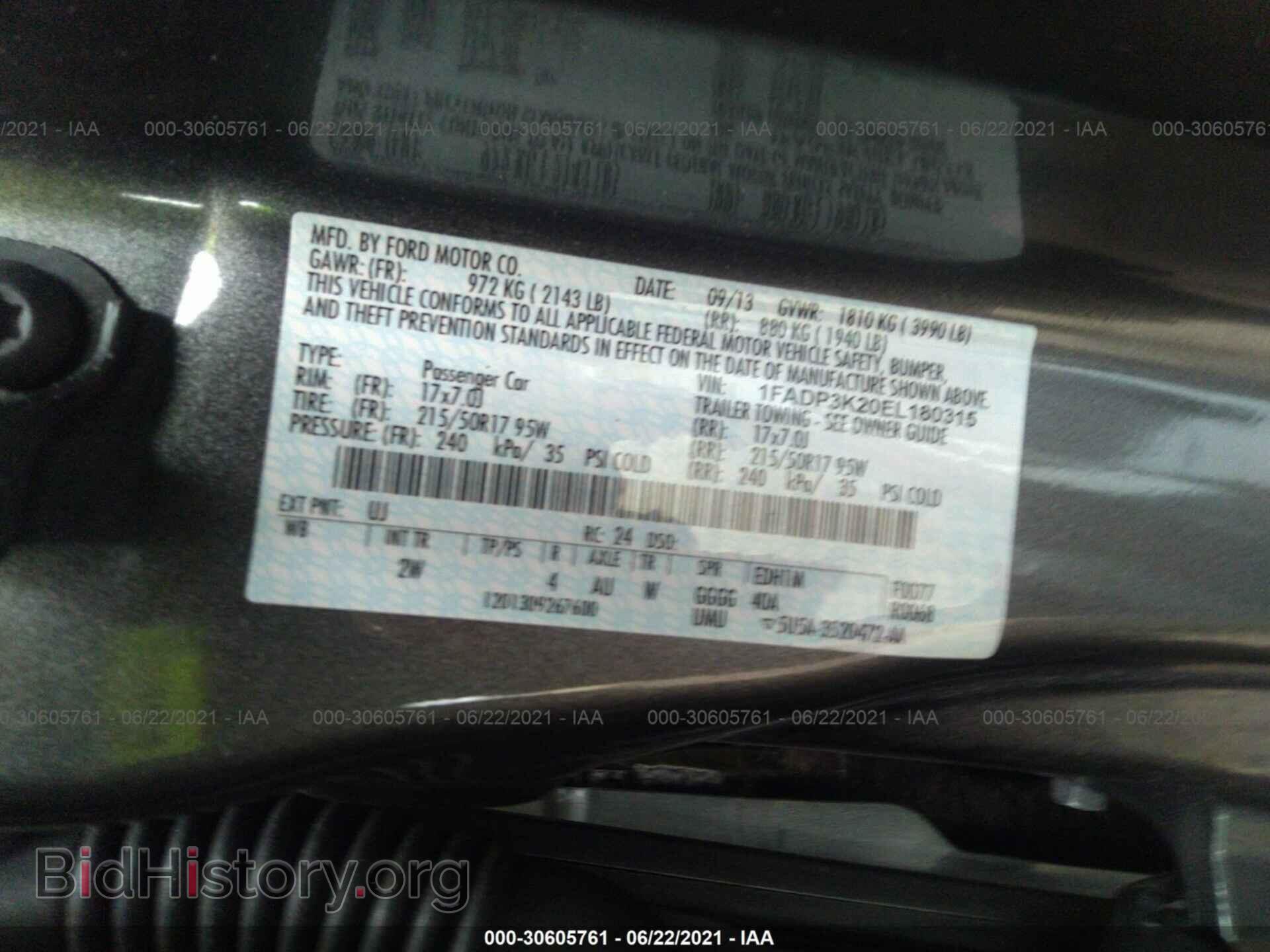 2014 FORD FOCUS - VIN: 1FADP3K20EL180315 - Фото 9