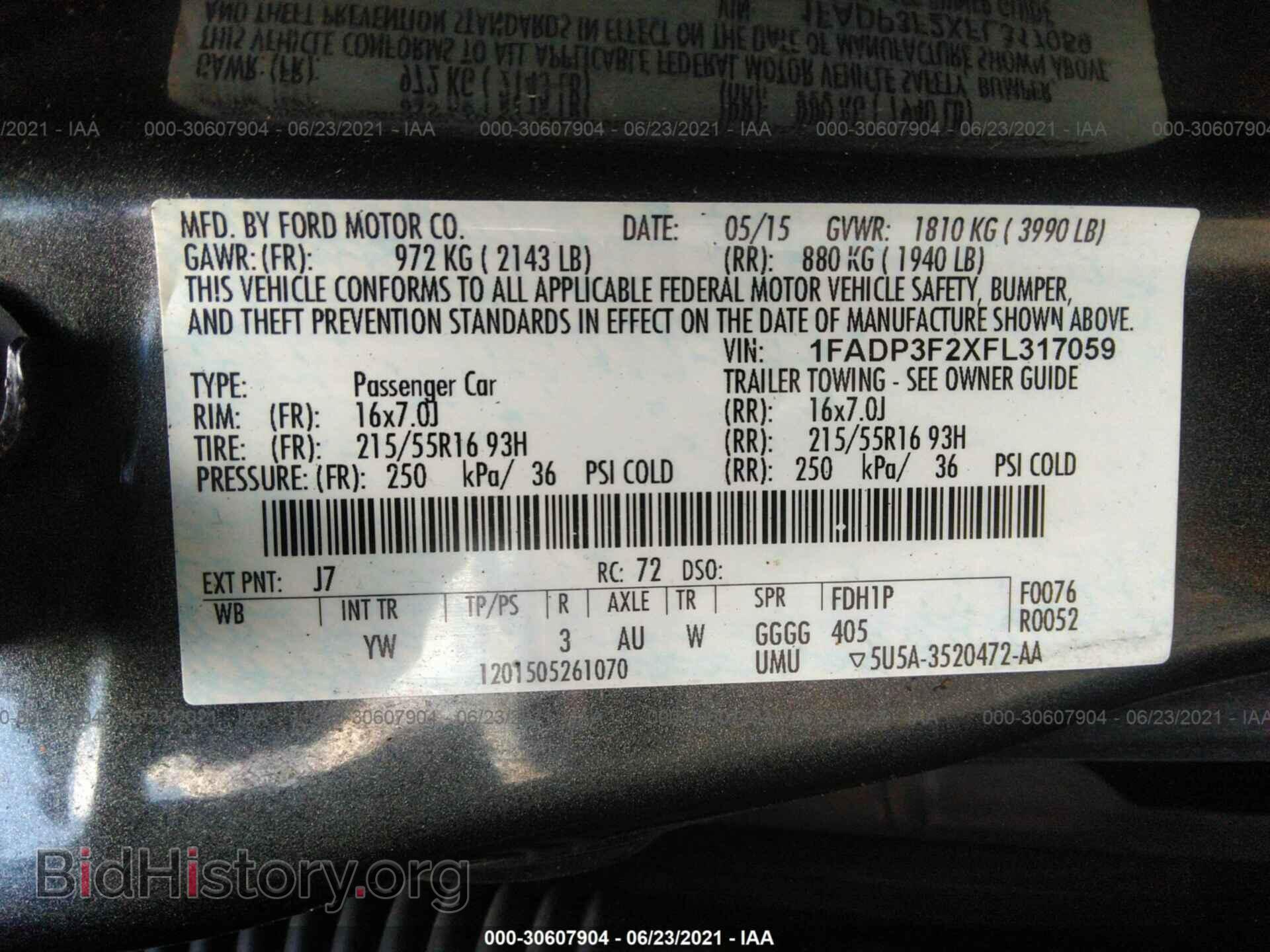 2015 FORD FOCUS - VIN: 1FADP3F2XFL317059 - Фото 9