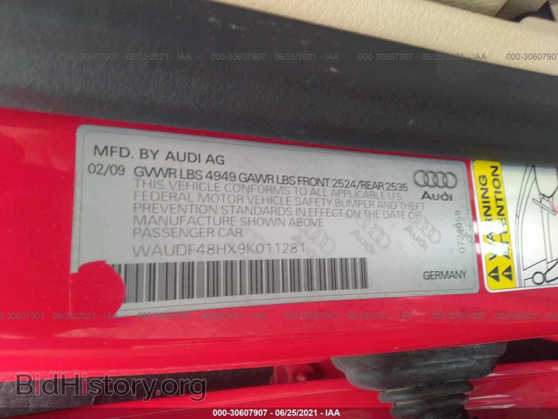 2009 AUDI A4 - VIN: WAUDF48HX9K011281 - Фото 9
