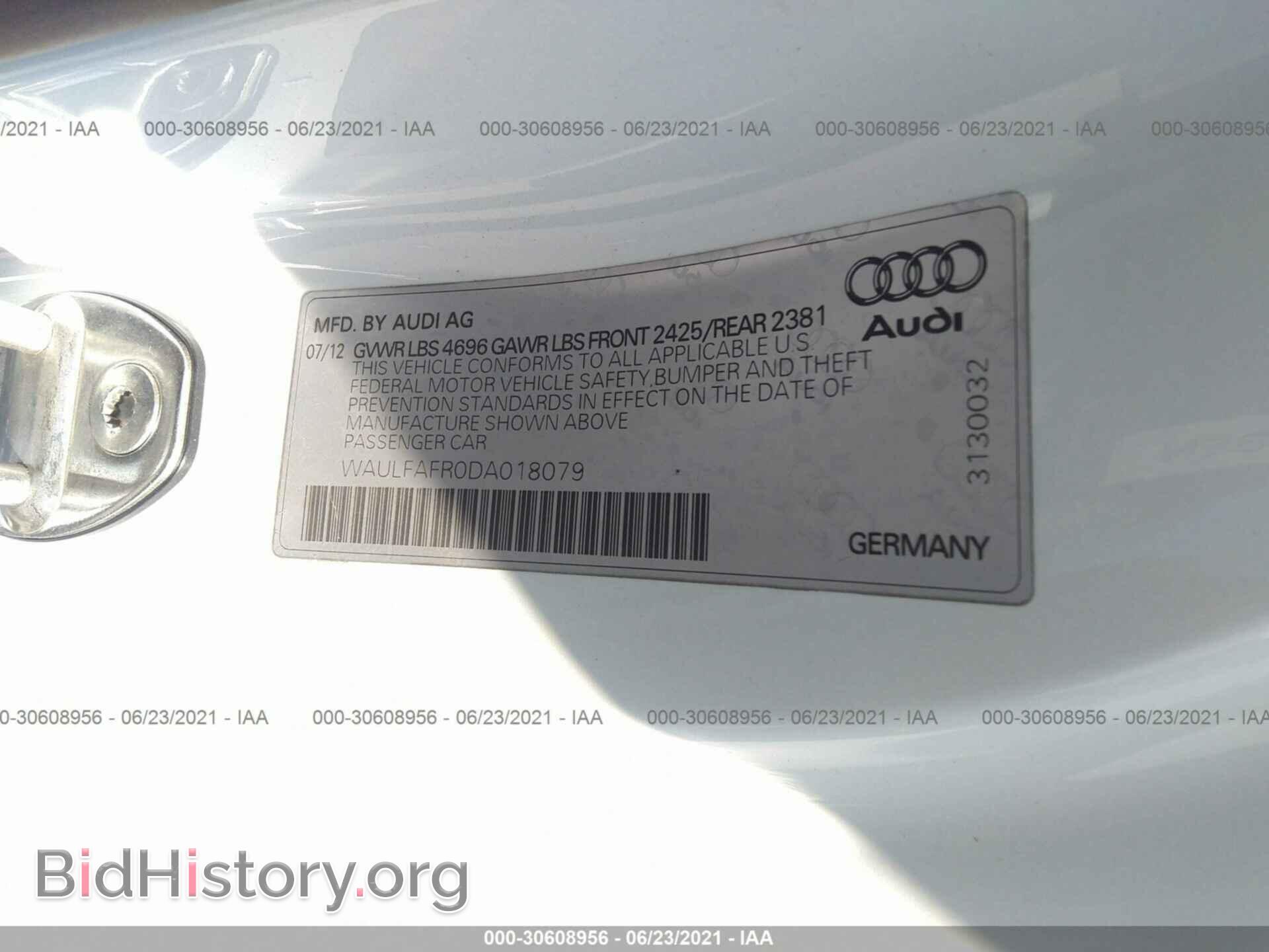 2013 AUDI A5 - VIN: WAULFAFR0DA018079 - Фото 9