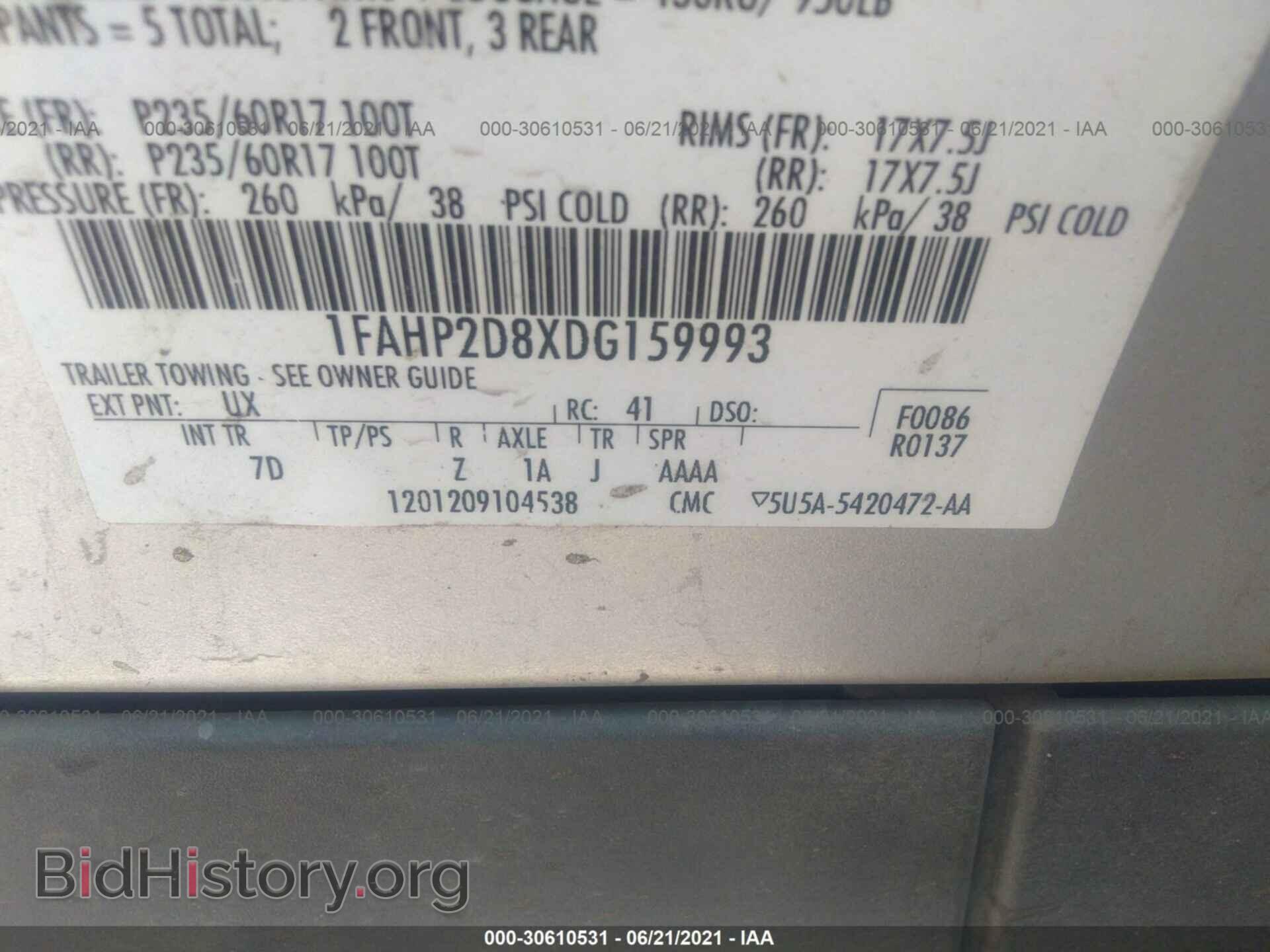 2013 FORD TAURUS - VIN: 1FAHP2D8XDG159993 - Photo 9