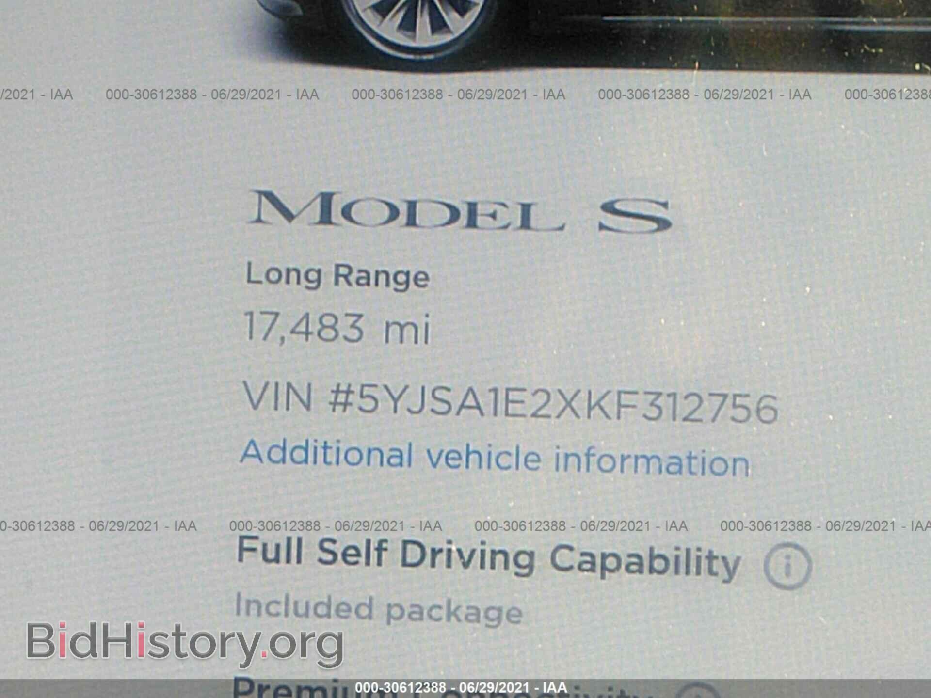 2019 TESLA MODEL S - VIN: 5YJSA1E2XKF312756 - Фото 7