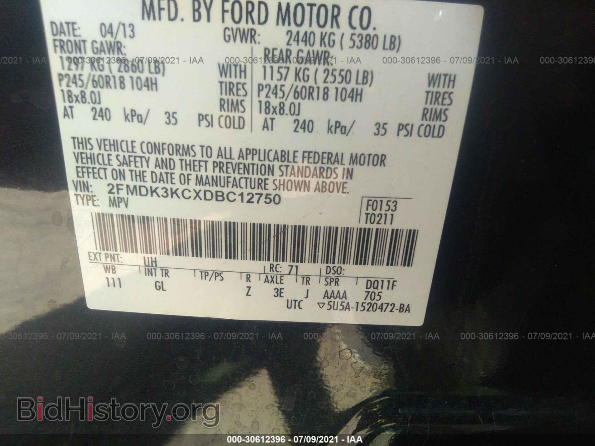 2013 FORD EDGE - VIN: 2FMDK3KCXDBC12750 - Photo 9