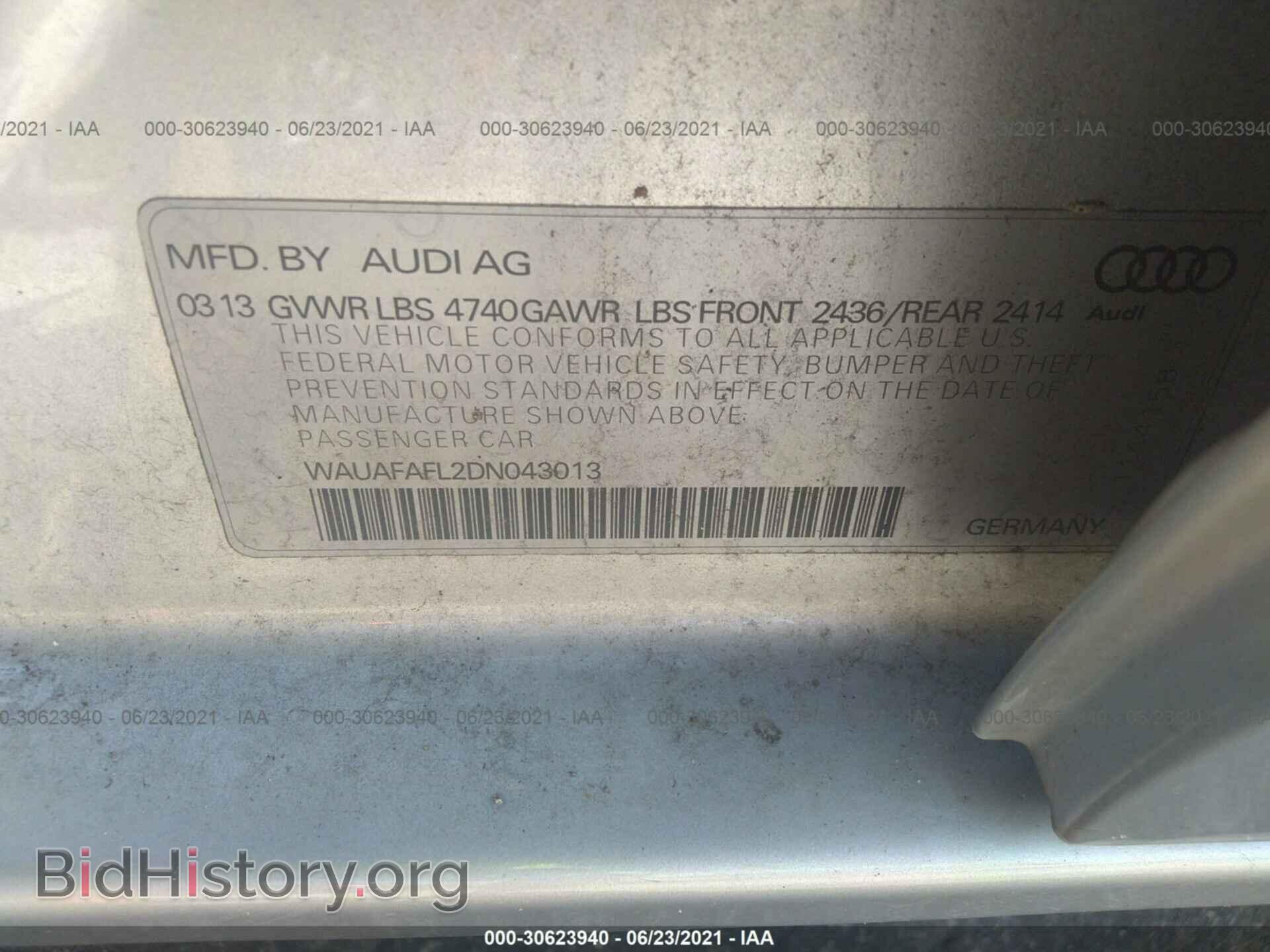 2013 AUDI A4 - VIN: WAUAFAFL2DN043013 - Фото 9