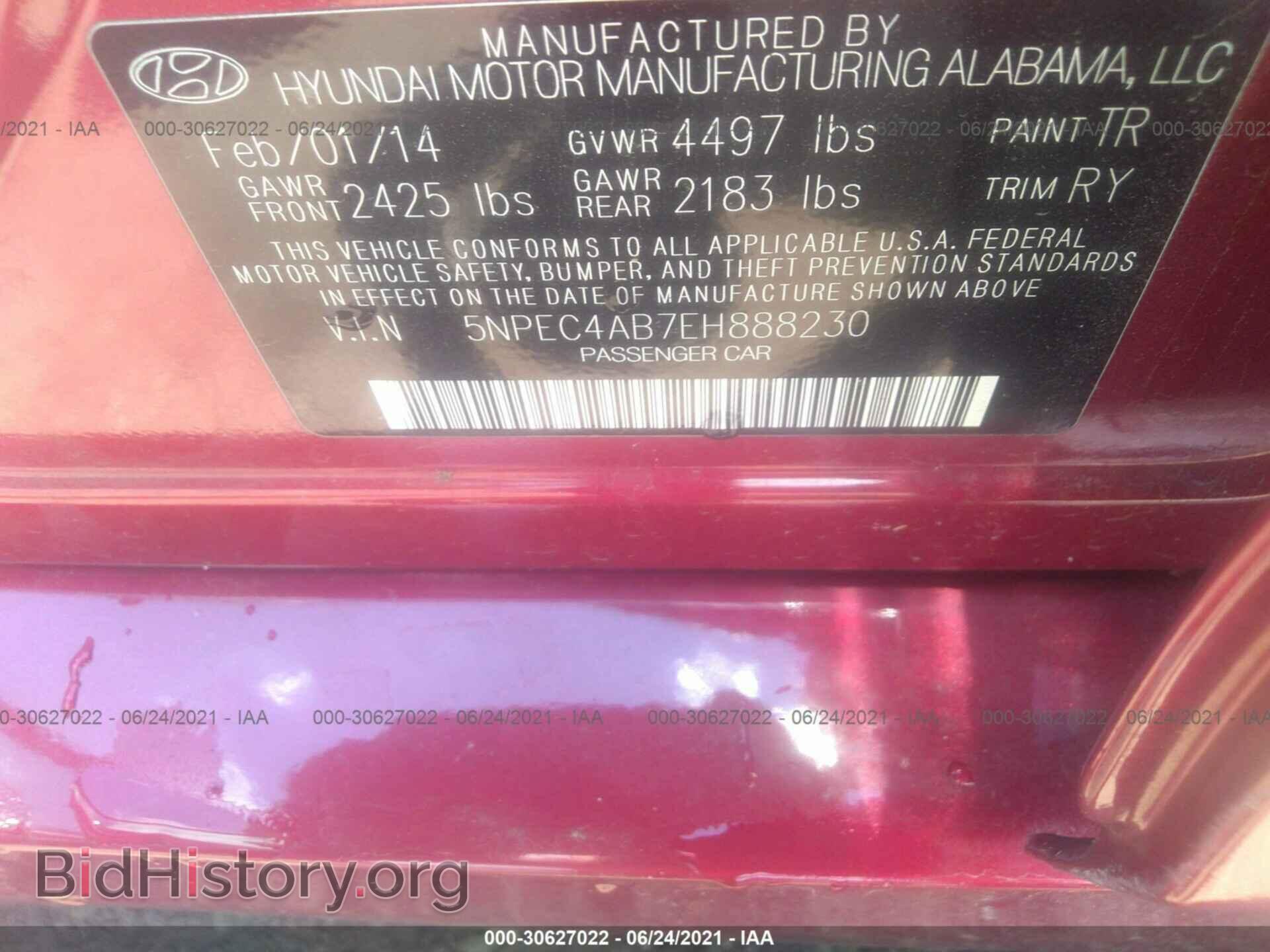 2014 HYUNDAI SONATA - VIN: 5NPEC4AB7EH888230 - Фото 9
