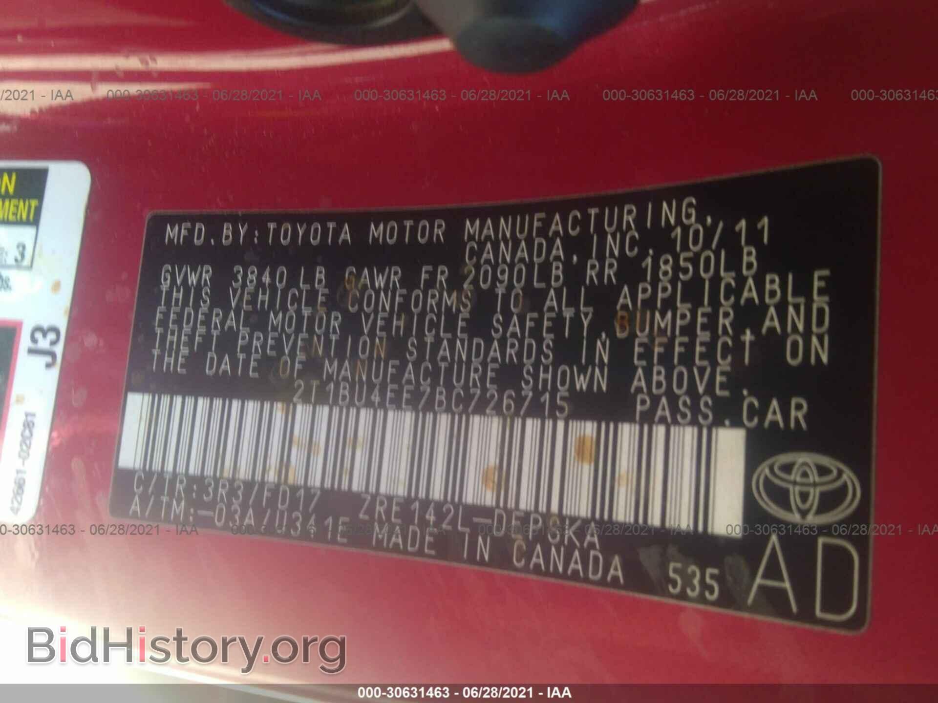 2011 TOYOTA COROLLA - VIN: 2T1BU4EE7BC726715 - Photo 9