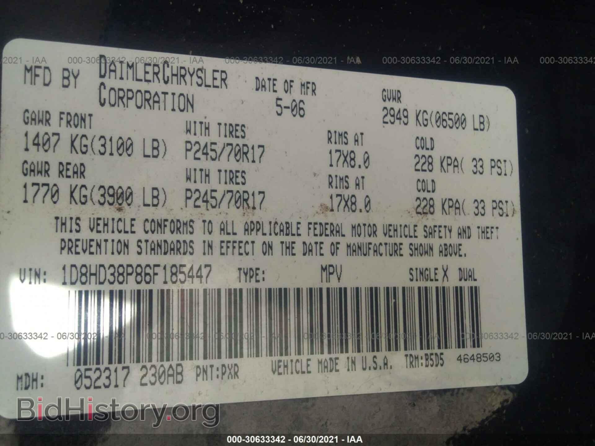 2006 DODGE DURANGO - VIN: 1D8HD38P86F185447 - Фото 9