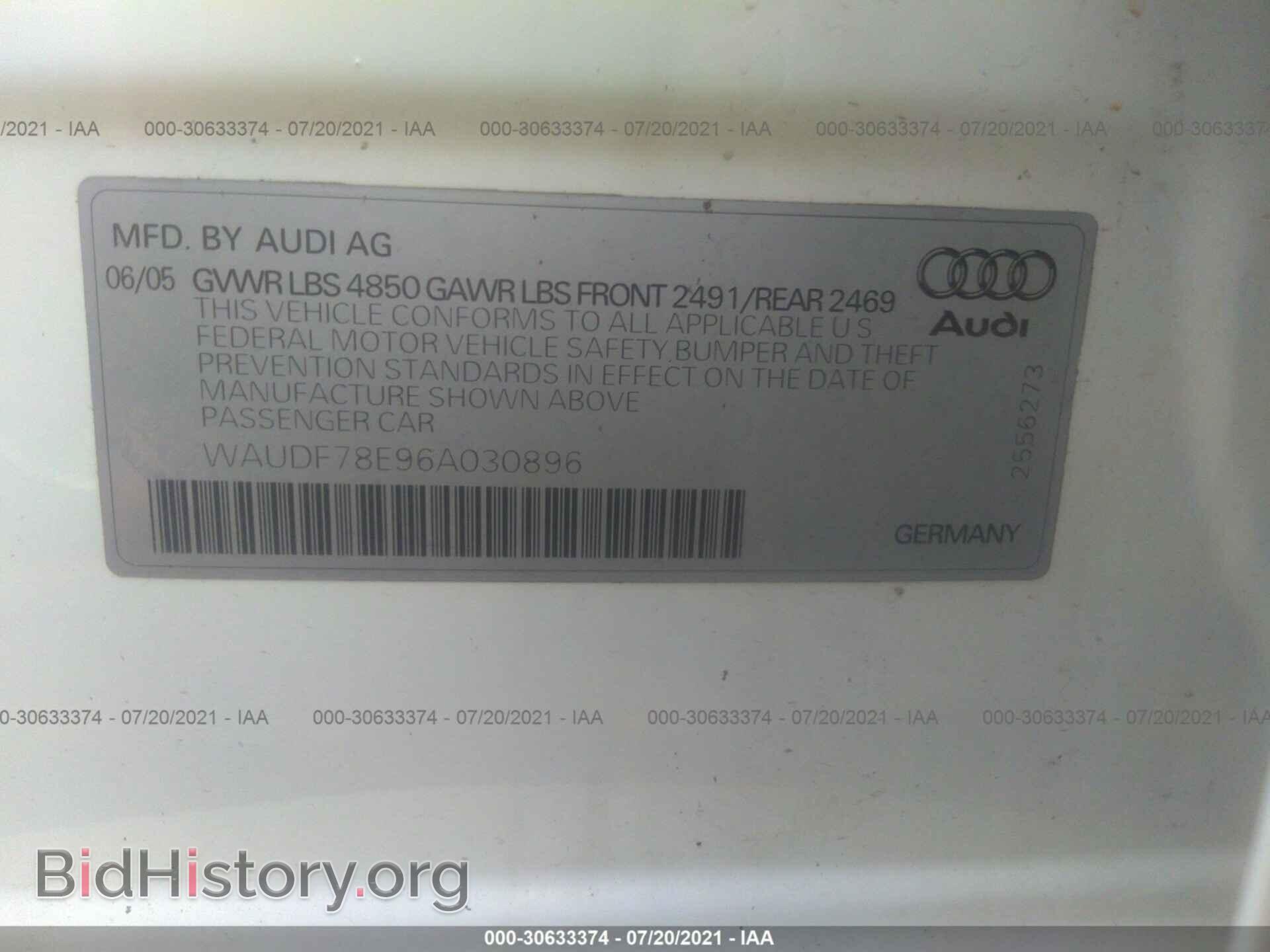 2006 AUDI A4 - VIN: WAUDF78E96A030896 - Photo 9