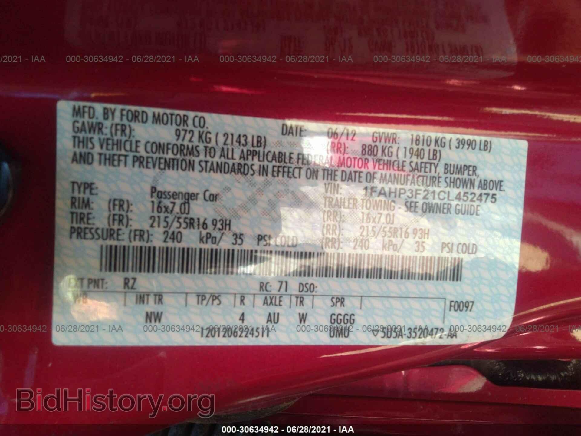 2012 FORD FOCUS - VIN: 1FAHP3F21CL452475 - Фото 9