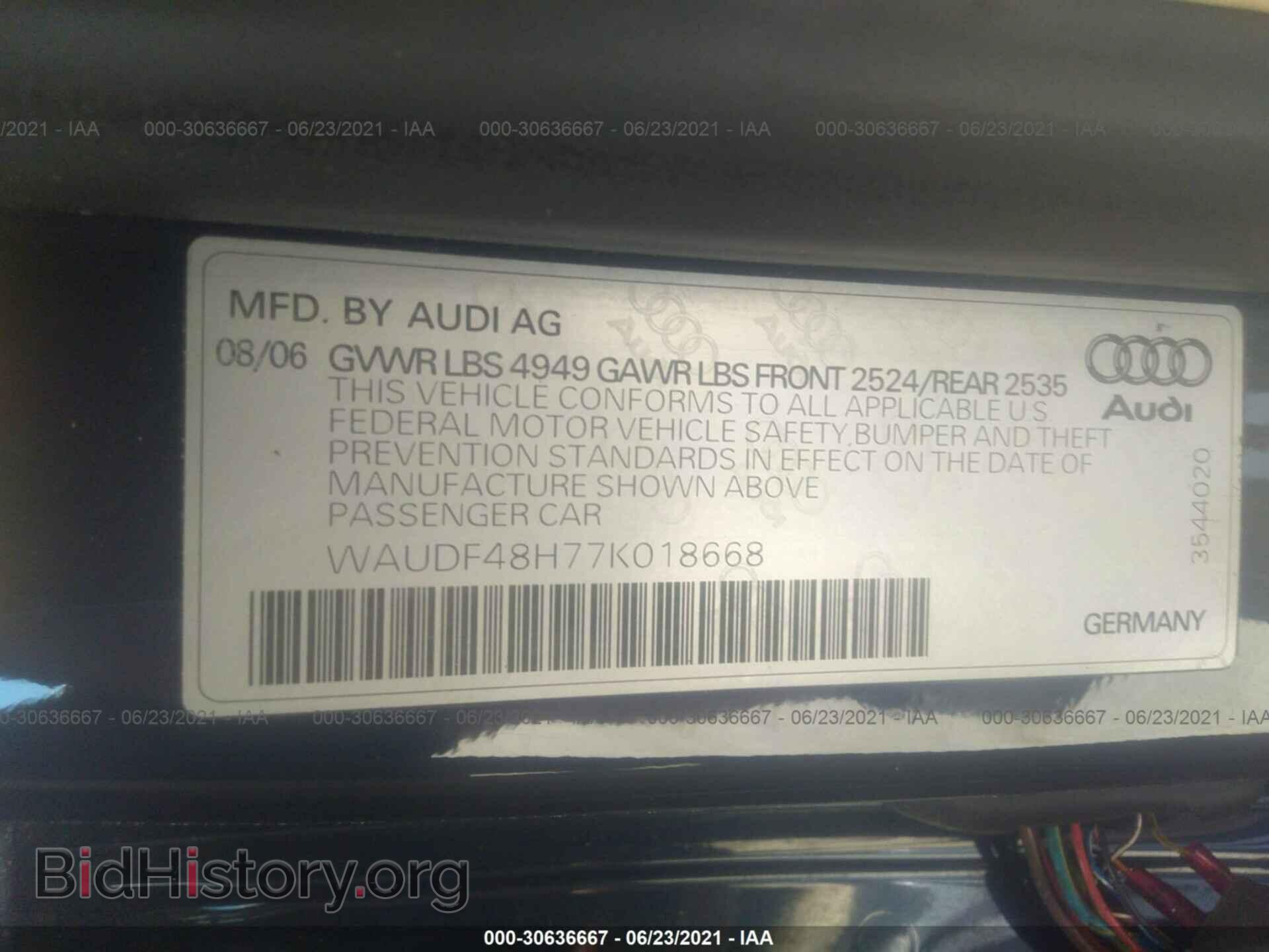 2007 AUDI A4 - VIN: WAUDF48H77K018668 - Фото 9