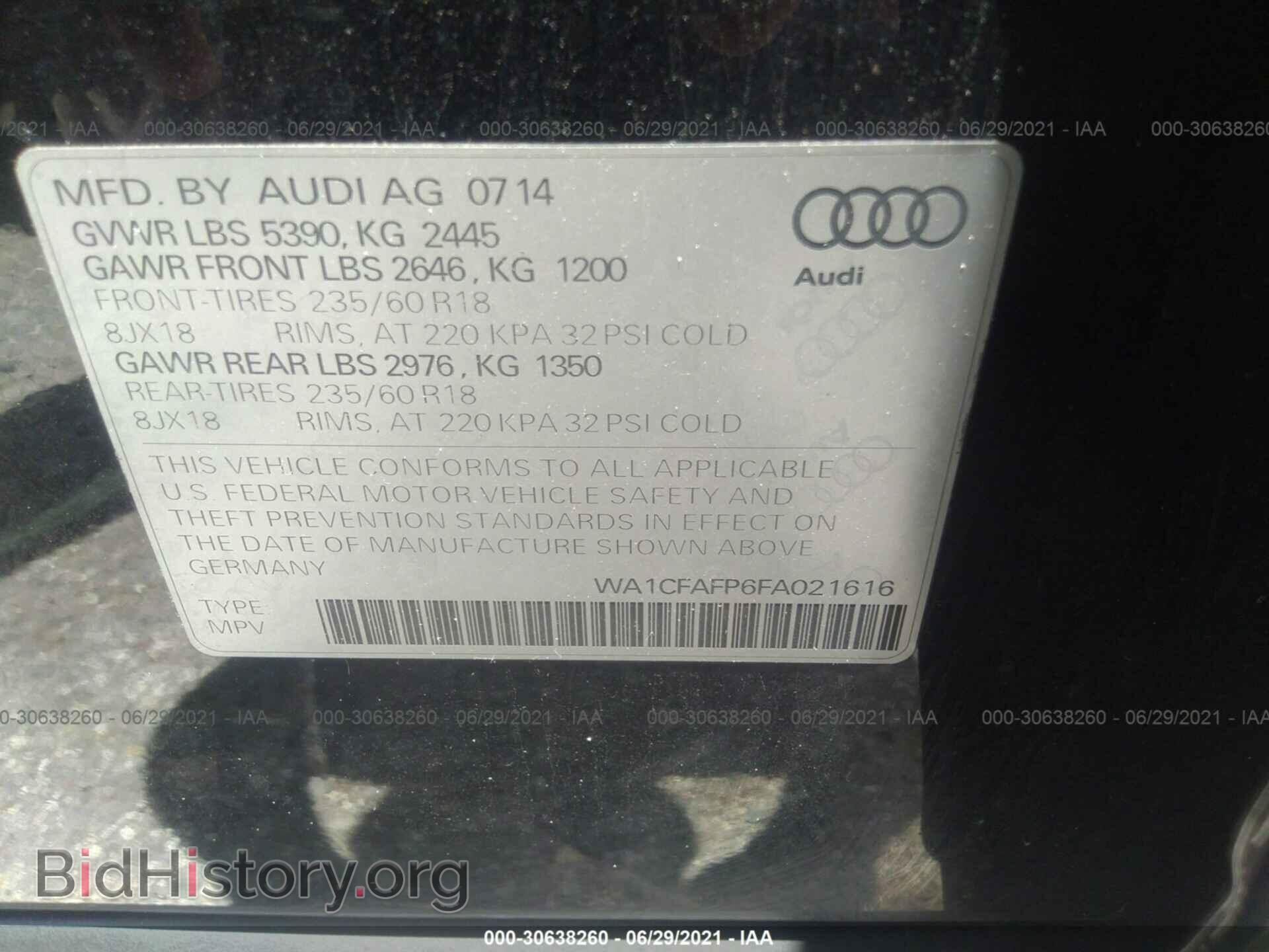 2015 AUDI Q5 - VIN: WA1CFAFP6FA021616 - Photo 9