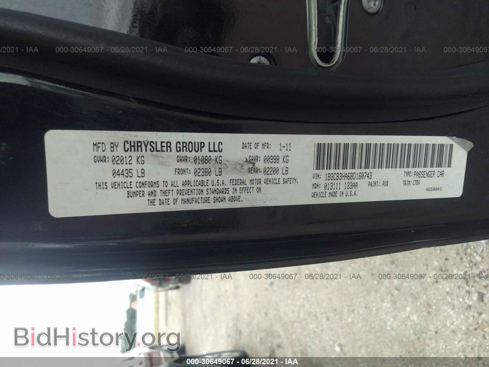 2011 DODGE CALIBER - VIN: 1B3CB3HA6BD160743 - Фото 9