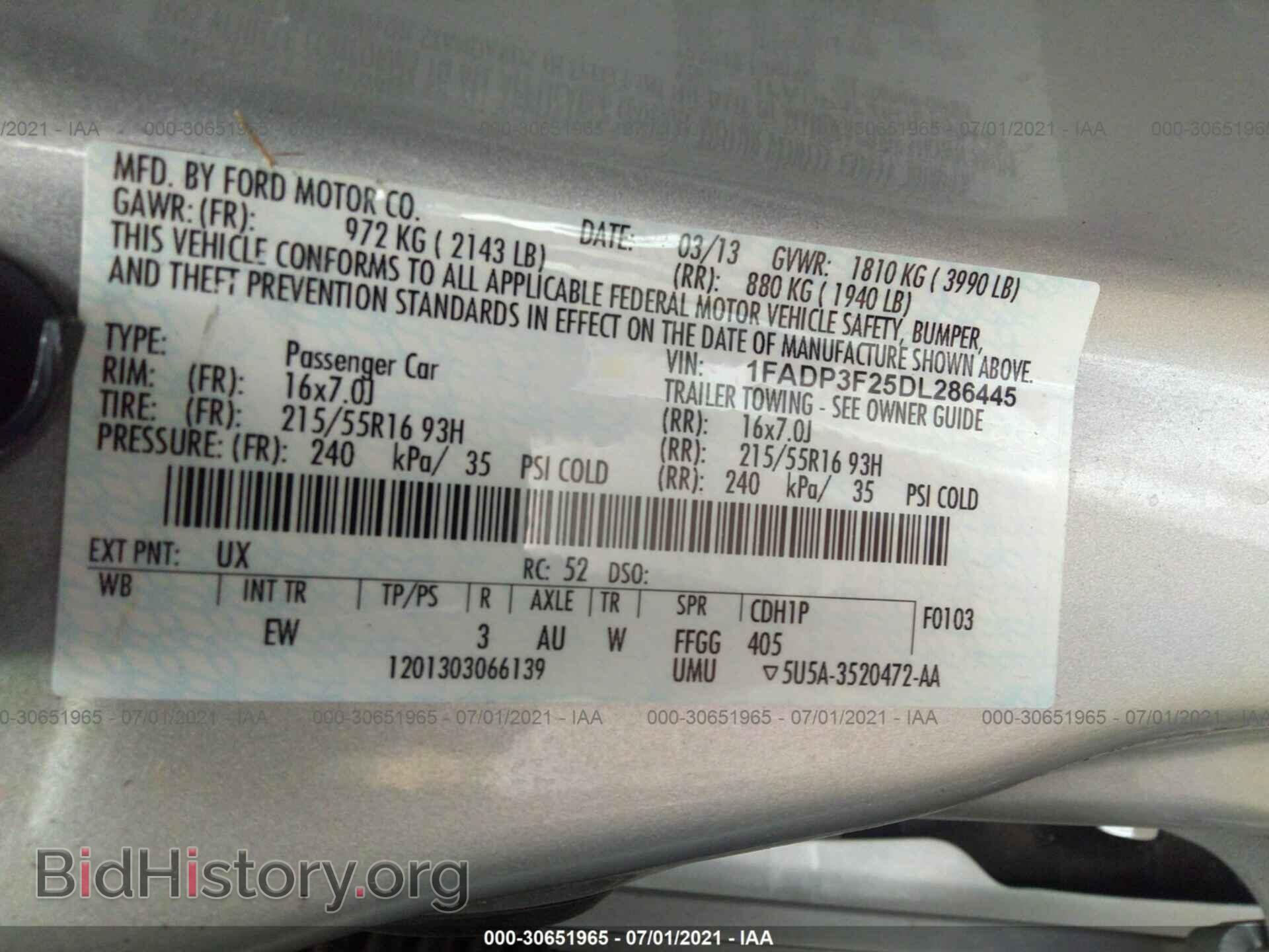 2013 FORD FOCUS - VIN: 1FADP3F25DL286445 - Фото 9