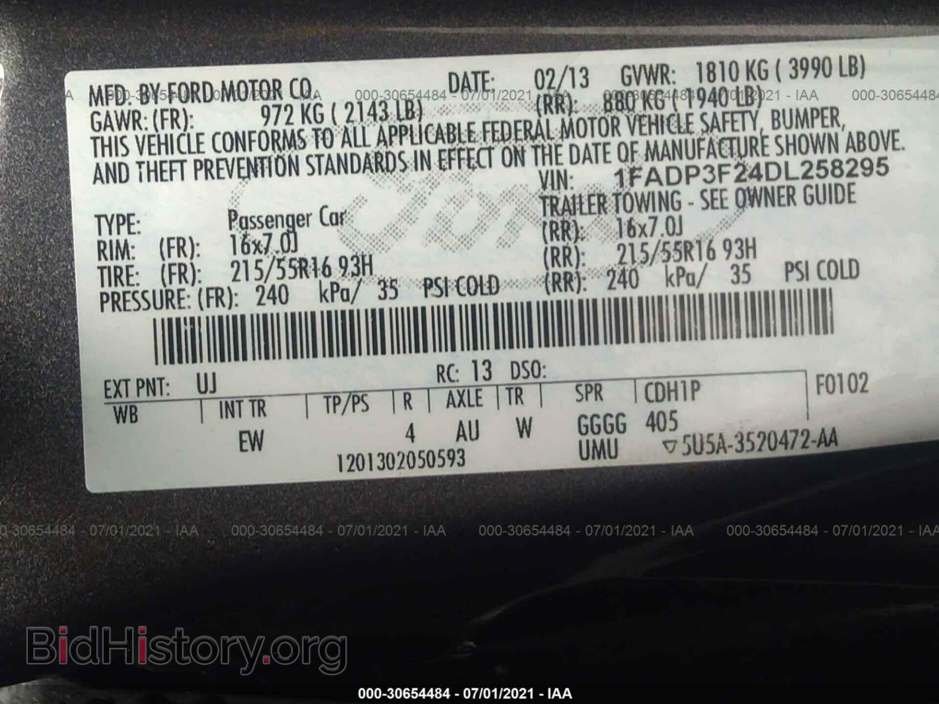 2013 FORD FOCUS - VIN: 1FADP3F24DL258295 - Фото 9
