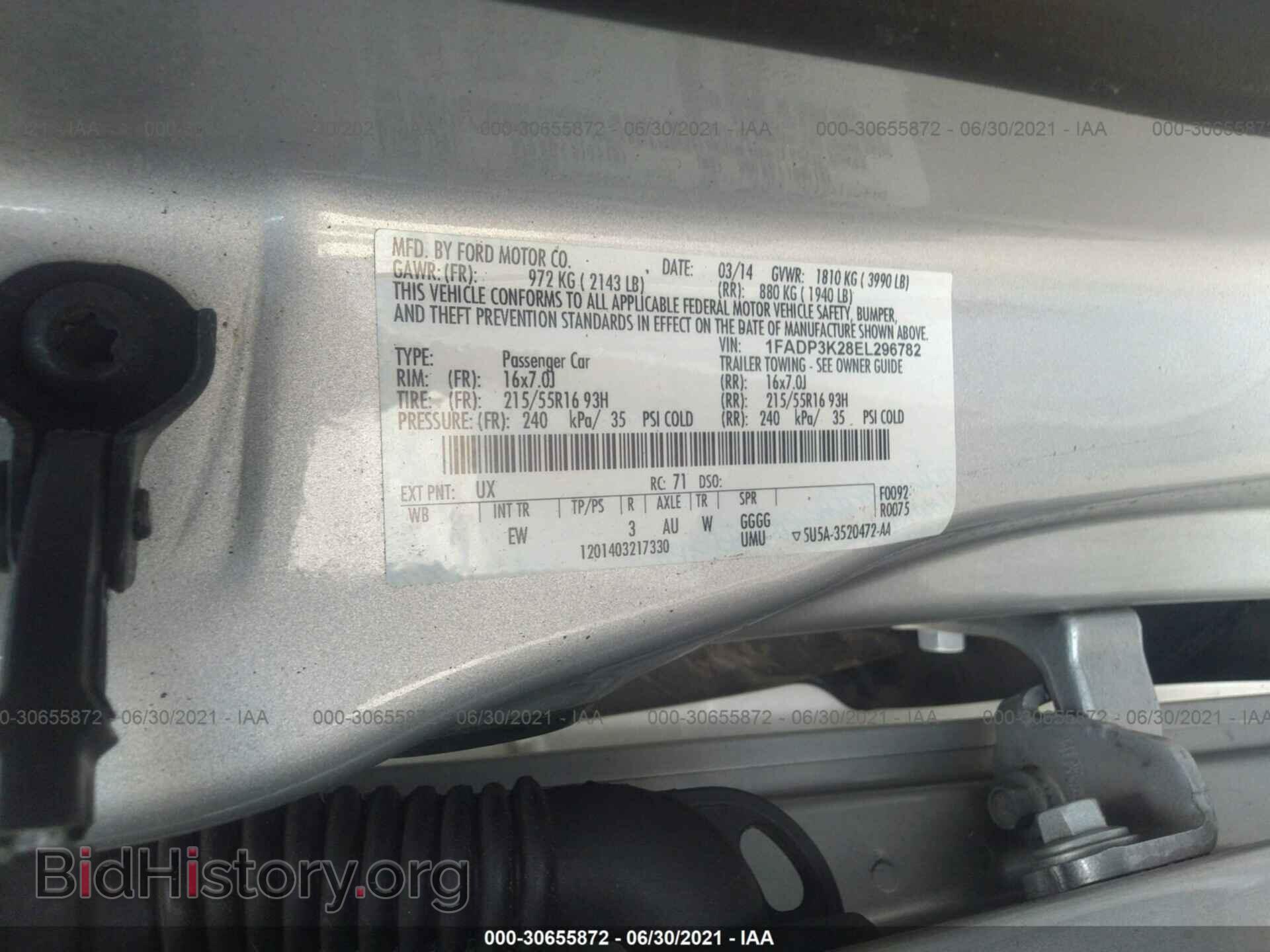 2014 FORD FOCUS - VIN: 1FADP3K28EL296782 - Фото 9