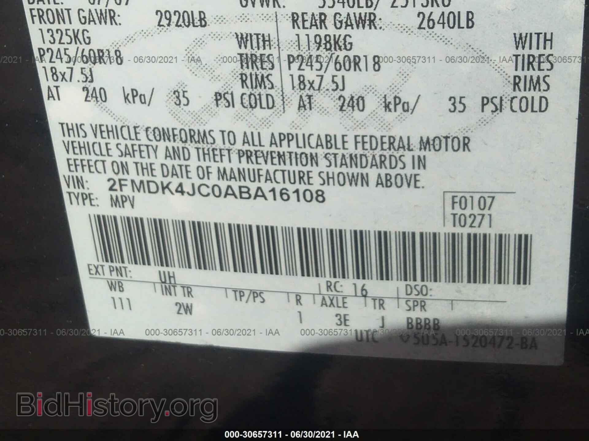 2010 FORD EDGE - VIN: 2FMDK4JC0ABA16108 - Photo 9
