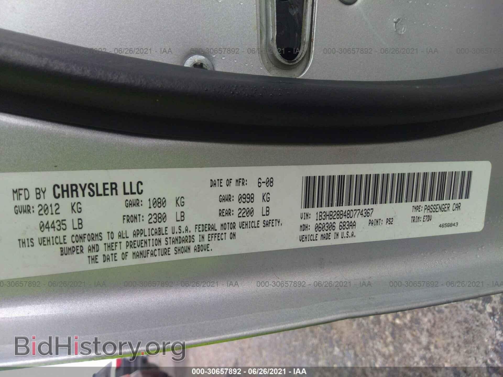 2008 DODGE CALIBER - VIN: 1B3HB28B48D774367 - Фото 9