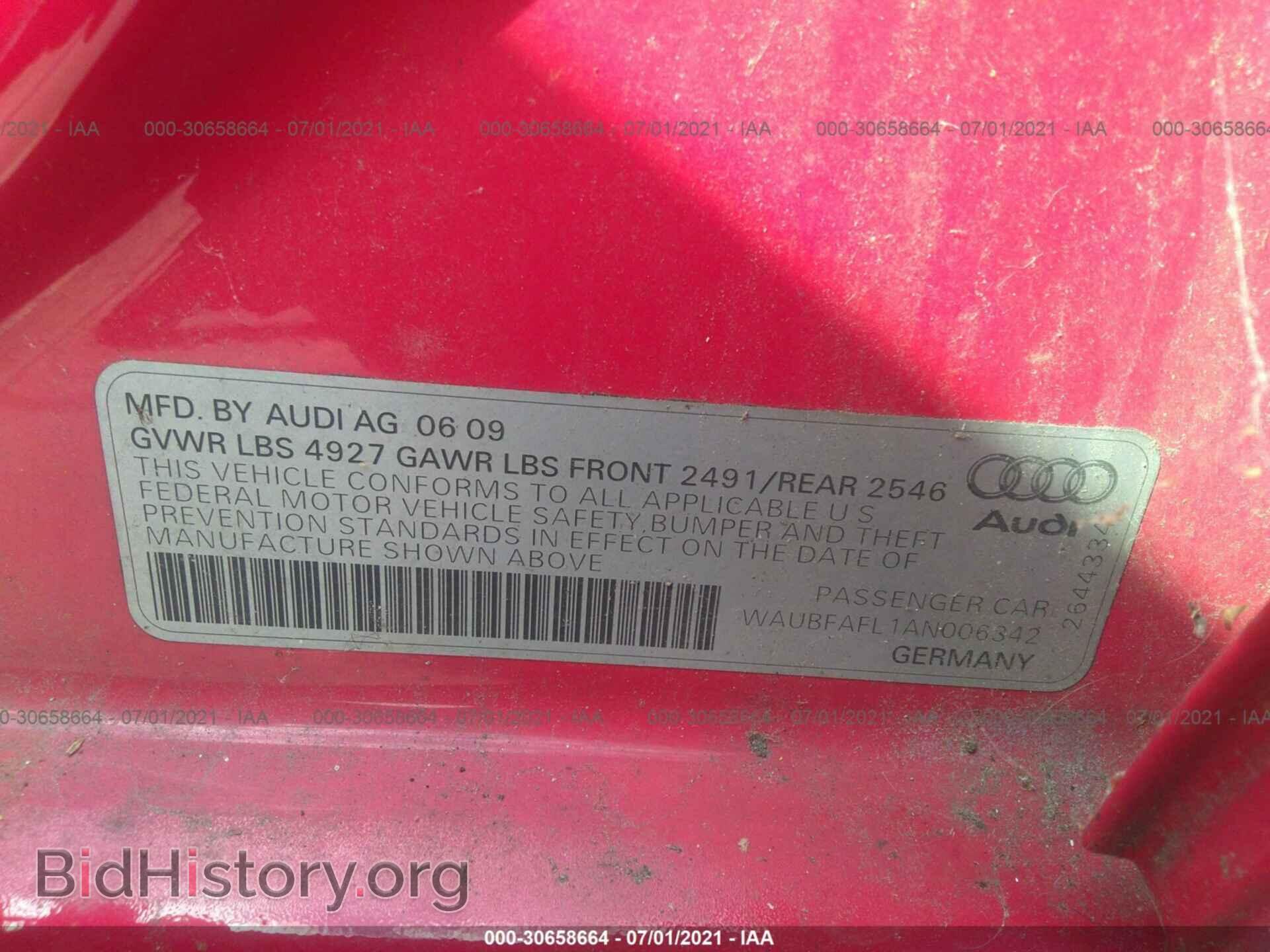 2010 AUDI A4 - VIN: WAUBFAFL1AN006342 - Фото 9