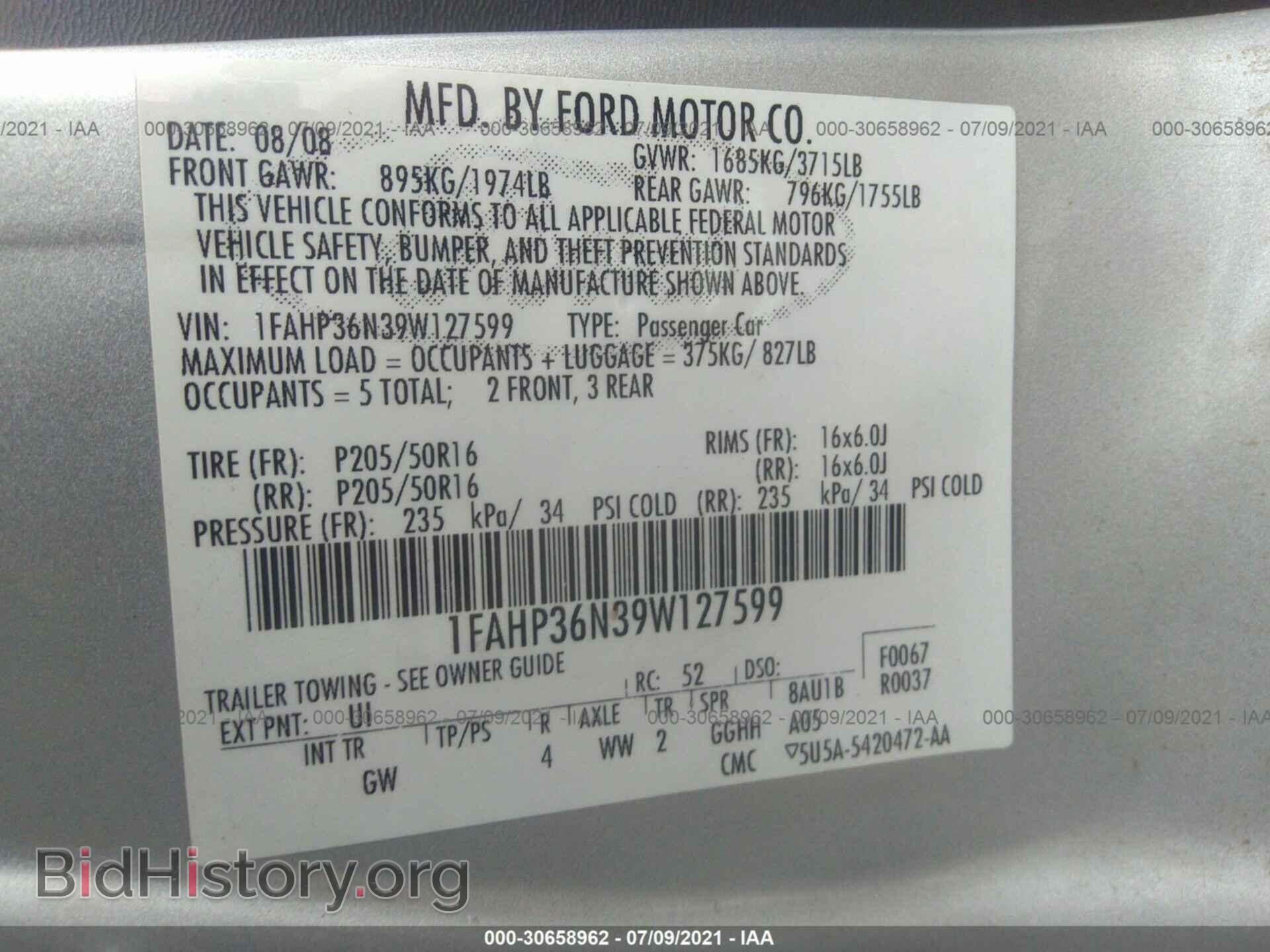 2009 FORD FOCUS - VIN: 1FAHP36N39W127599 - Фото 9