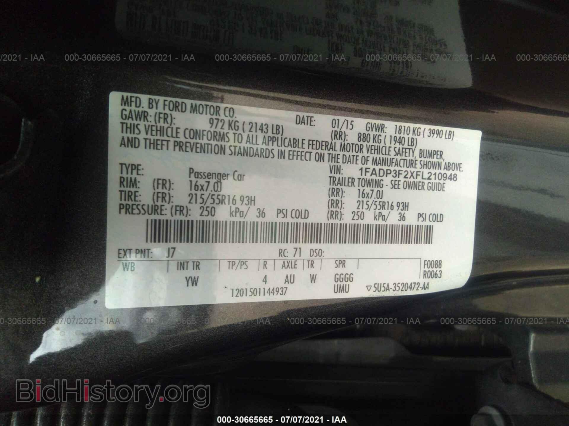 2015 FORD FOCUS - VIN: 1FADP3F2XFL210948 - Фото 9