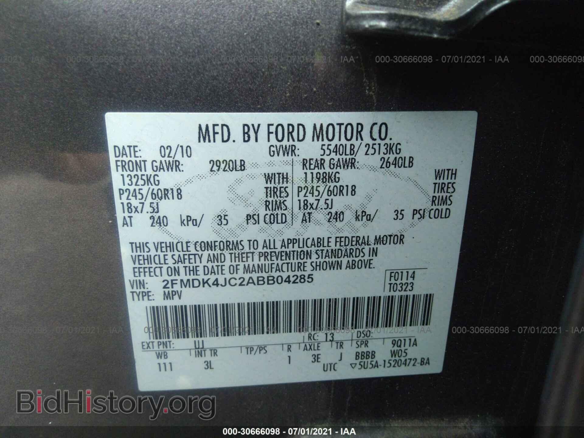 2010 FORD EDGE - VIN: 2FMDK4JC2ABB04285 - Photo 9