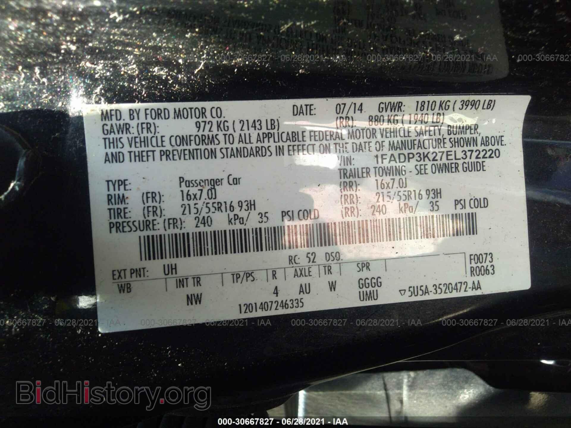 2014 FORD FOCUS - VIN: 1FADP3K27EL372220 - Фото 9