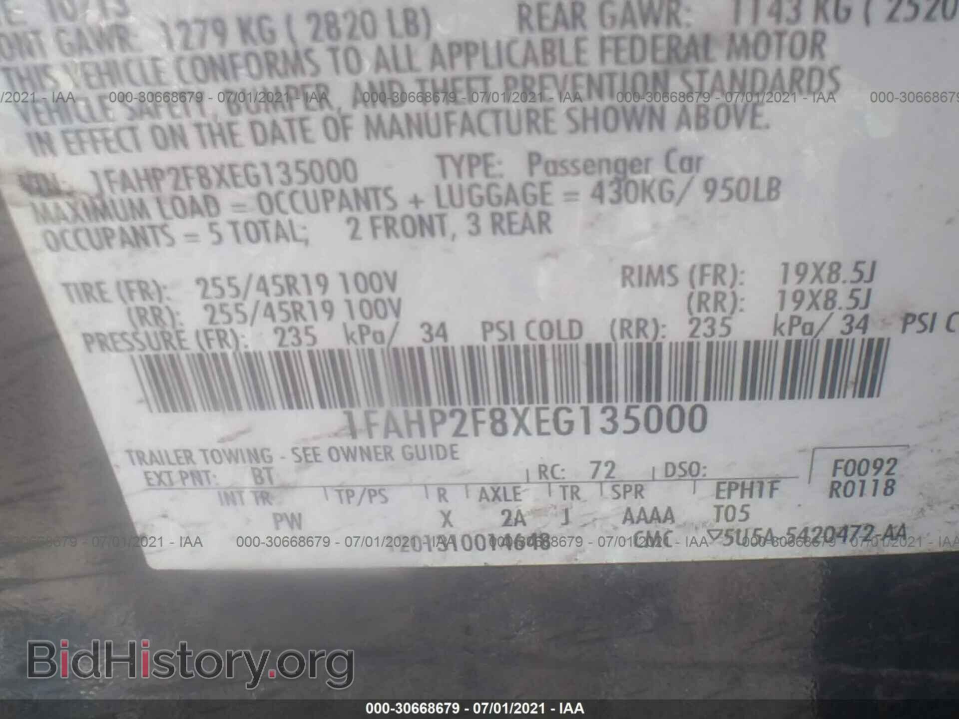 2014 FORD TAURUS - VIN: 1FAHP2F8XEG135000 - Photo 9