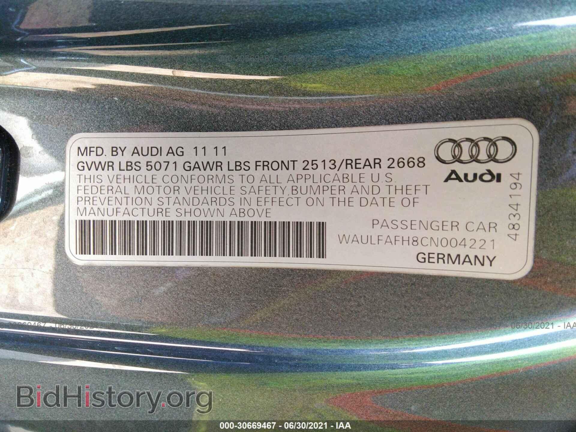 2012 AUDI A5 - VIN: WAULFAFH8CN004221 - Фото 9