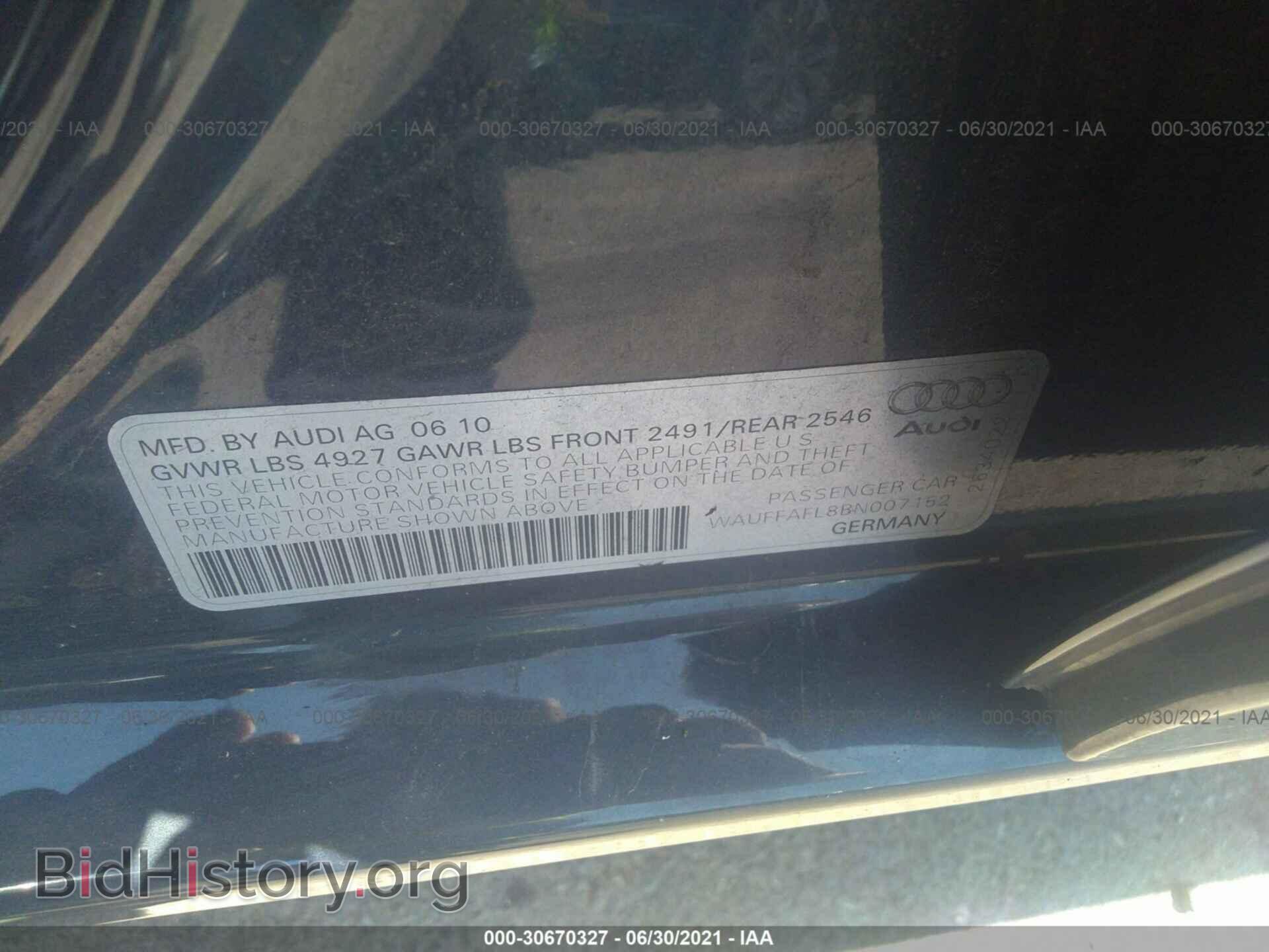 2011 AUDI A4 - VIN: WAUFFAFL8BN007152 - Photo 9