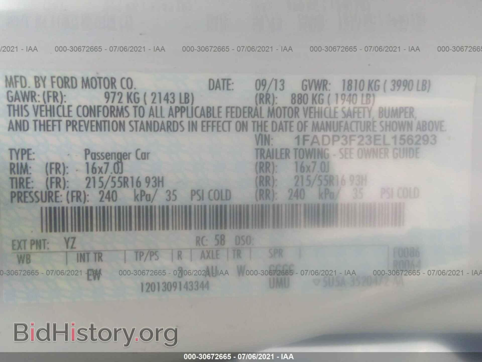 2014 FORD FOCUS - VIN: 1FADP3F23EL156293 - Фото 9