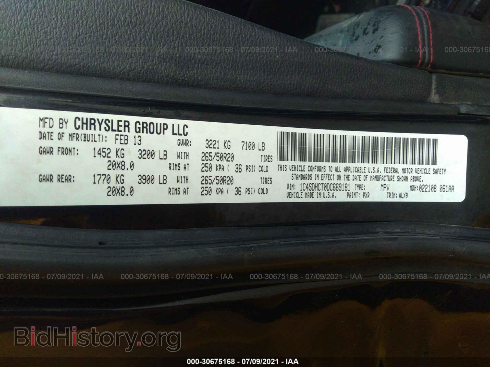 2013 DODGE DURANGO - VIN: 1C4SDHCT0DC669181 - Фото 9
