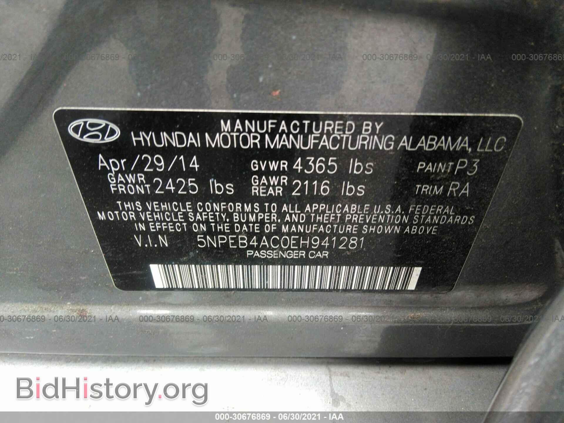 2014 HYUNDAI SONATA - VIN: 5NPEB4AC0EH941281 - Фото 9