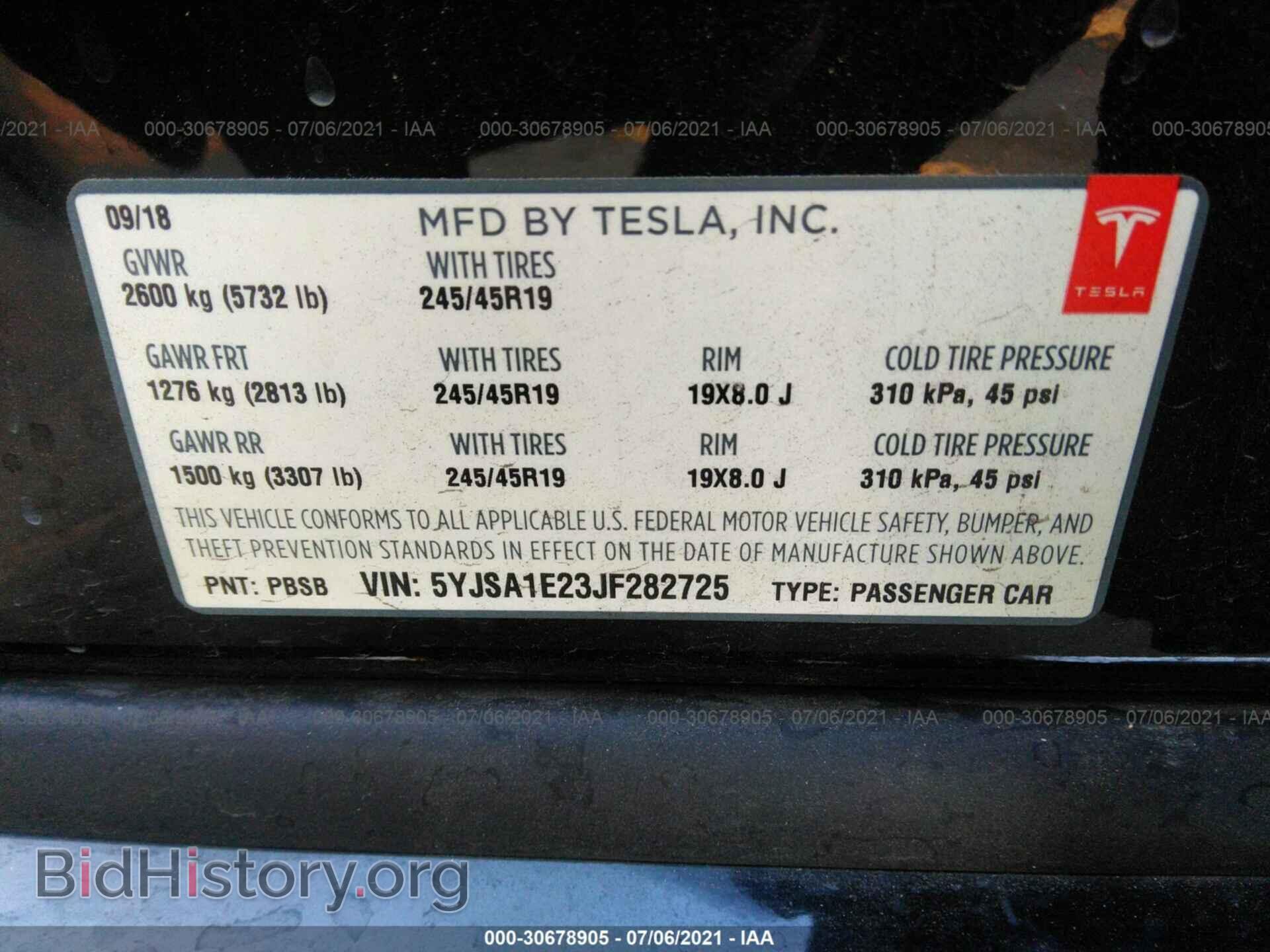 2018 TESLA MODEL S - VIN: 5YJSA1E23JF282725 - Фото 9