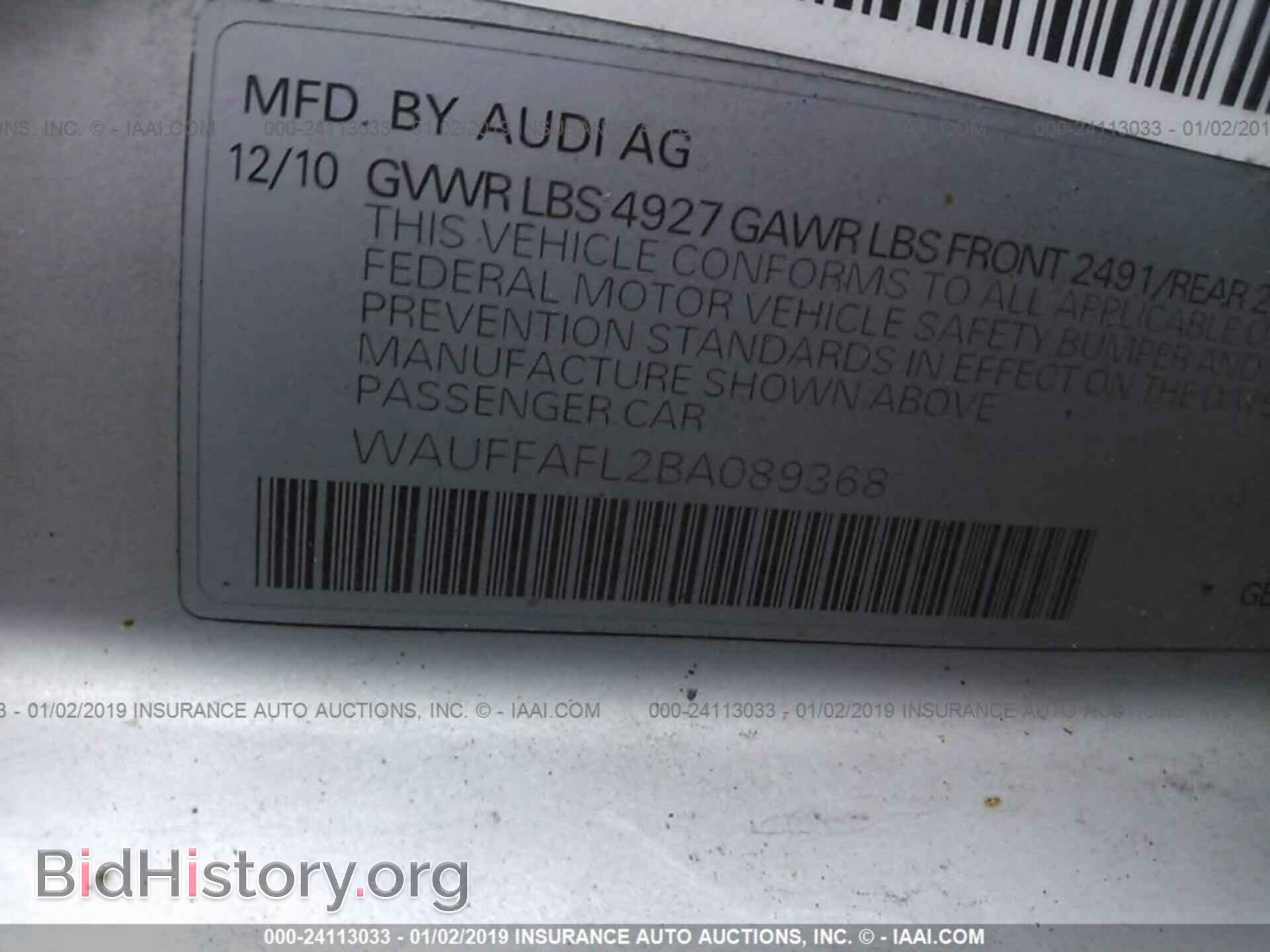 2011 AUDI A4 - VIN: WAUFFAFL2BA089368 - Photo 9