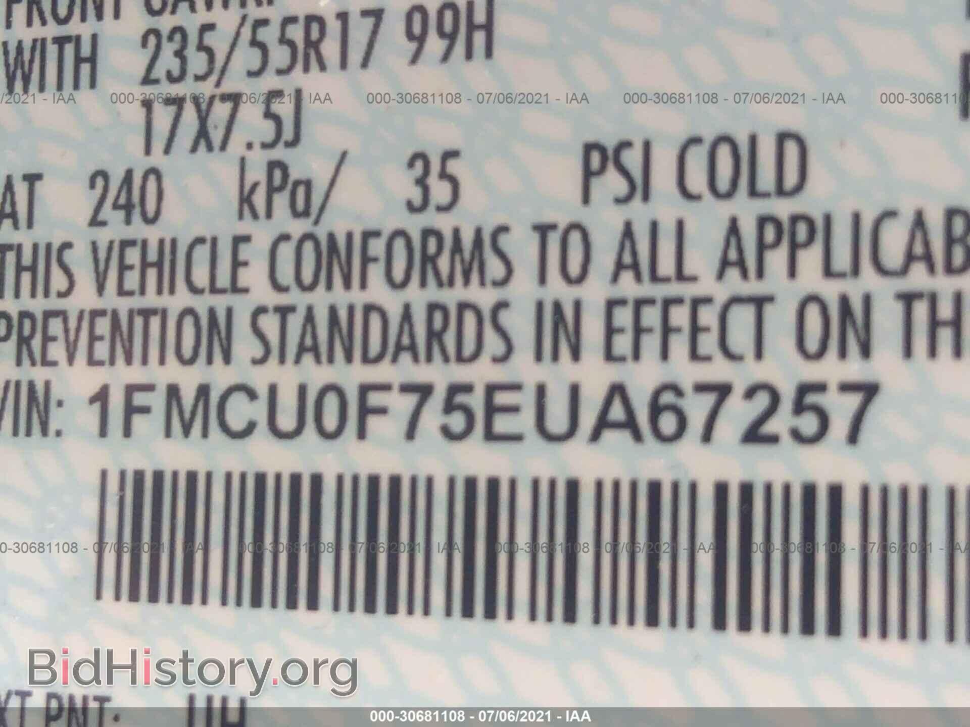 2014 FORD ESCAPE - VIN: 1FMCU0F75EUA67257 - Фото 9