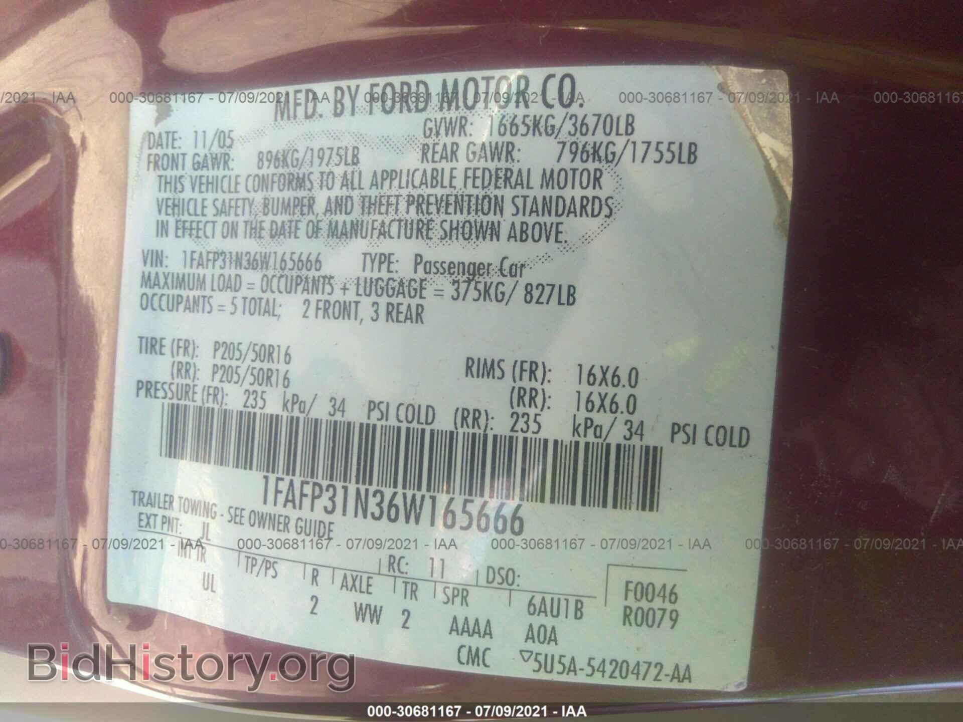 2006 FORD FOCUS - VIN: 1FAFP31N36W165666 - Фото 9